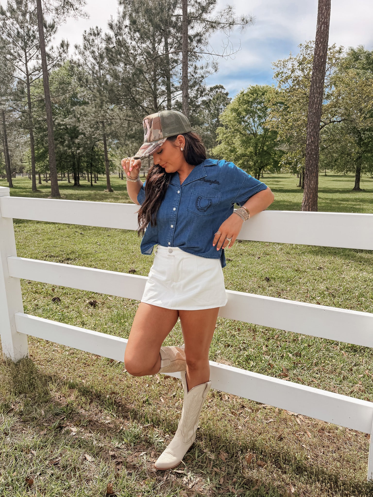 Call Me Later Denim Skirt in White