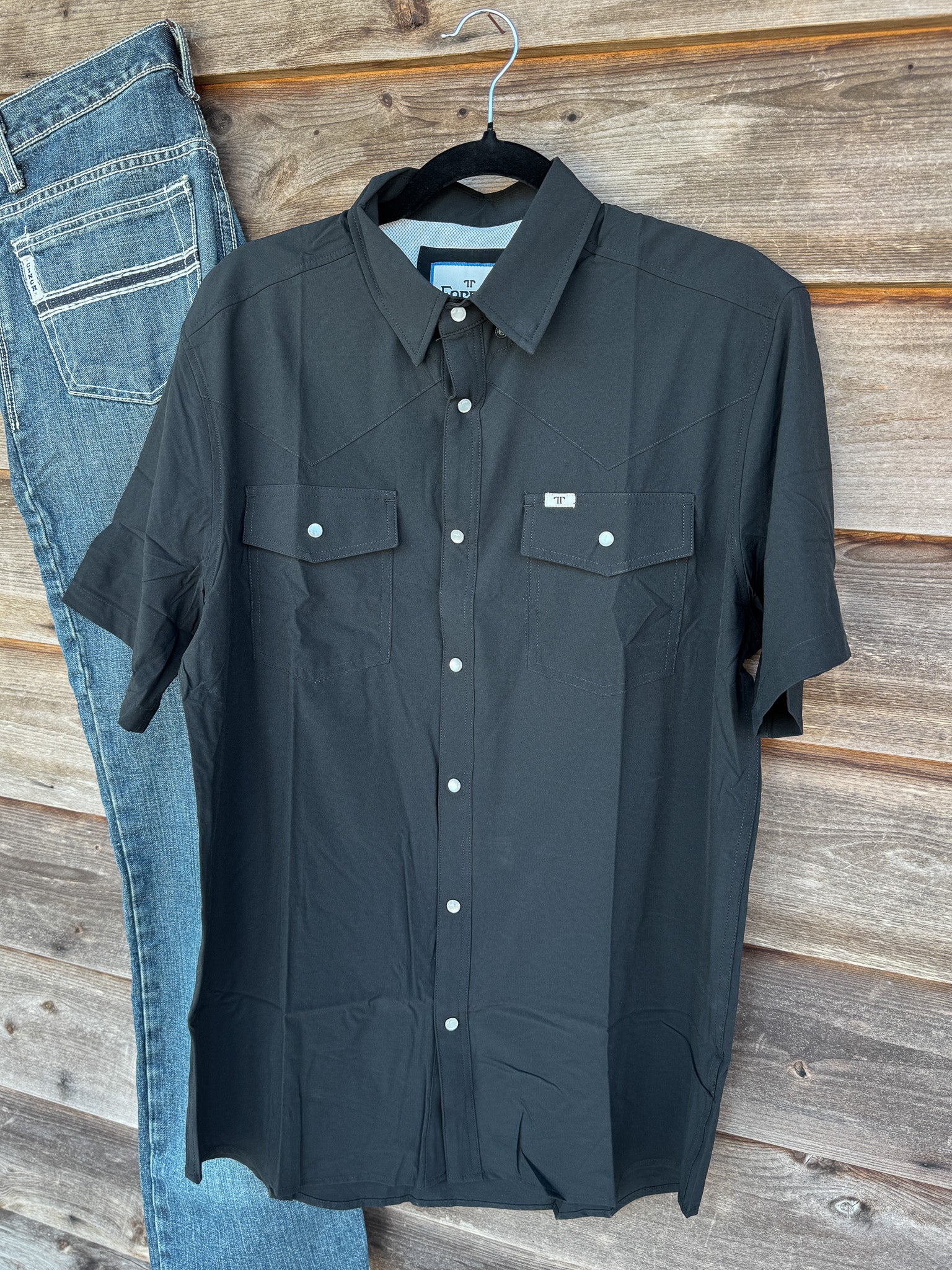 Men's Ferrell CORE - Black Short Sleeve Snap Shirt