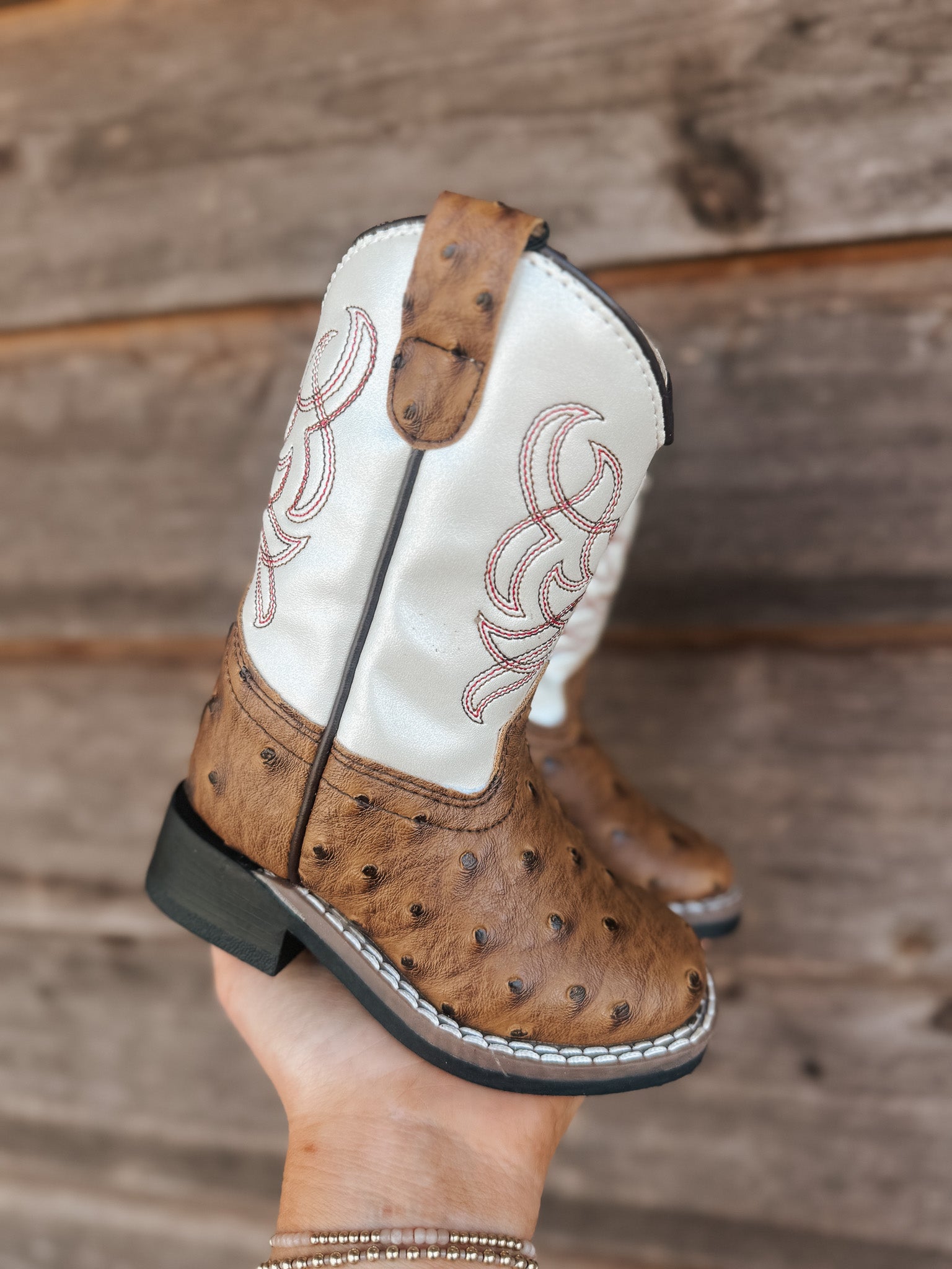 Toddler Old West Ostrich Square Toe Boots