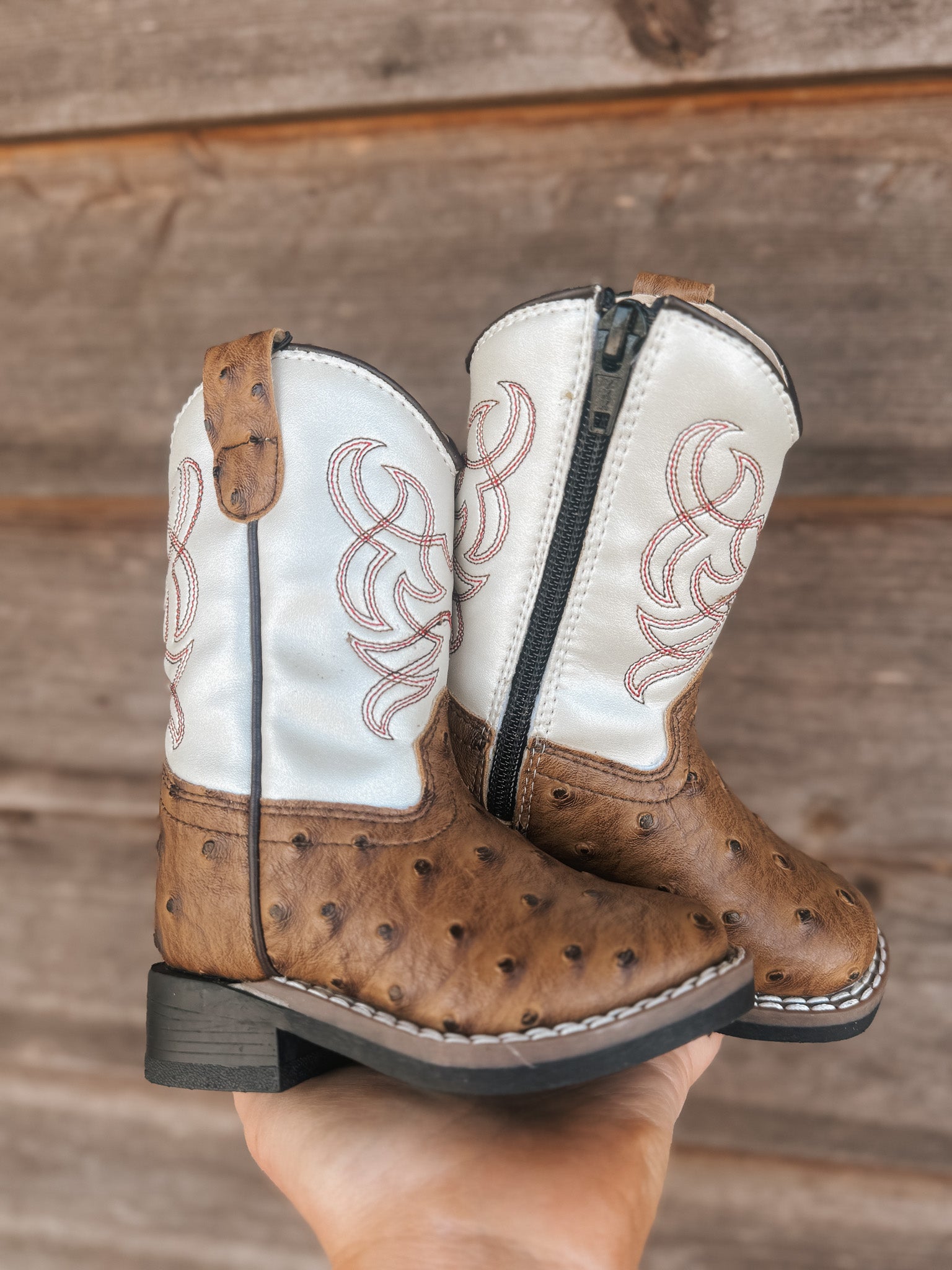 Toddler Old West Ostrich Square Toe Boots