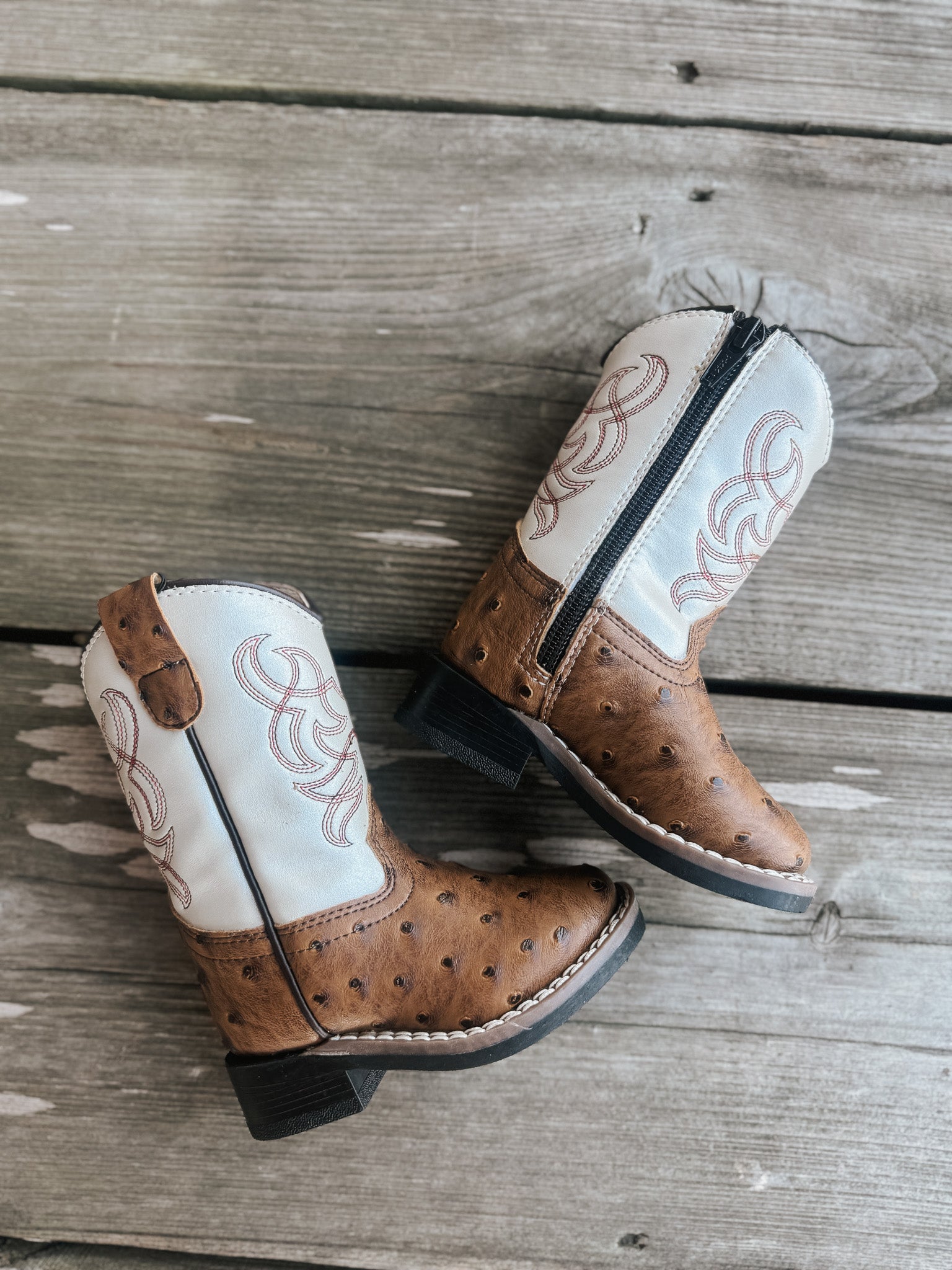 Toddler Old West Ostrich Square Toe Boots