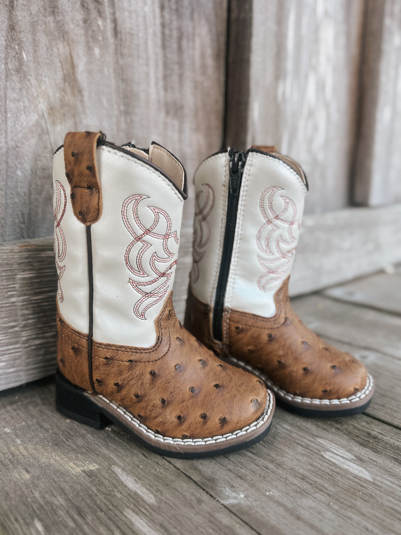 Toddler Old West Ostrich Square Toe Boots