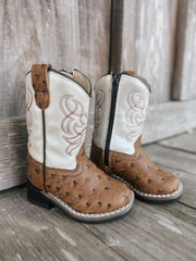 Toddler Old West Ostrich Square Toe Boots