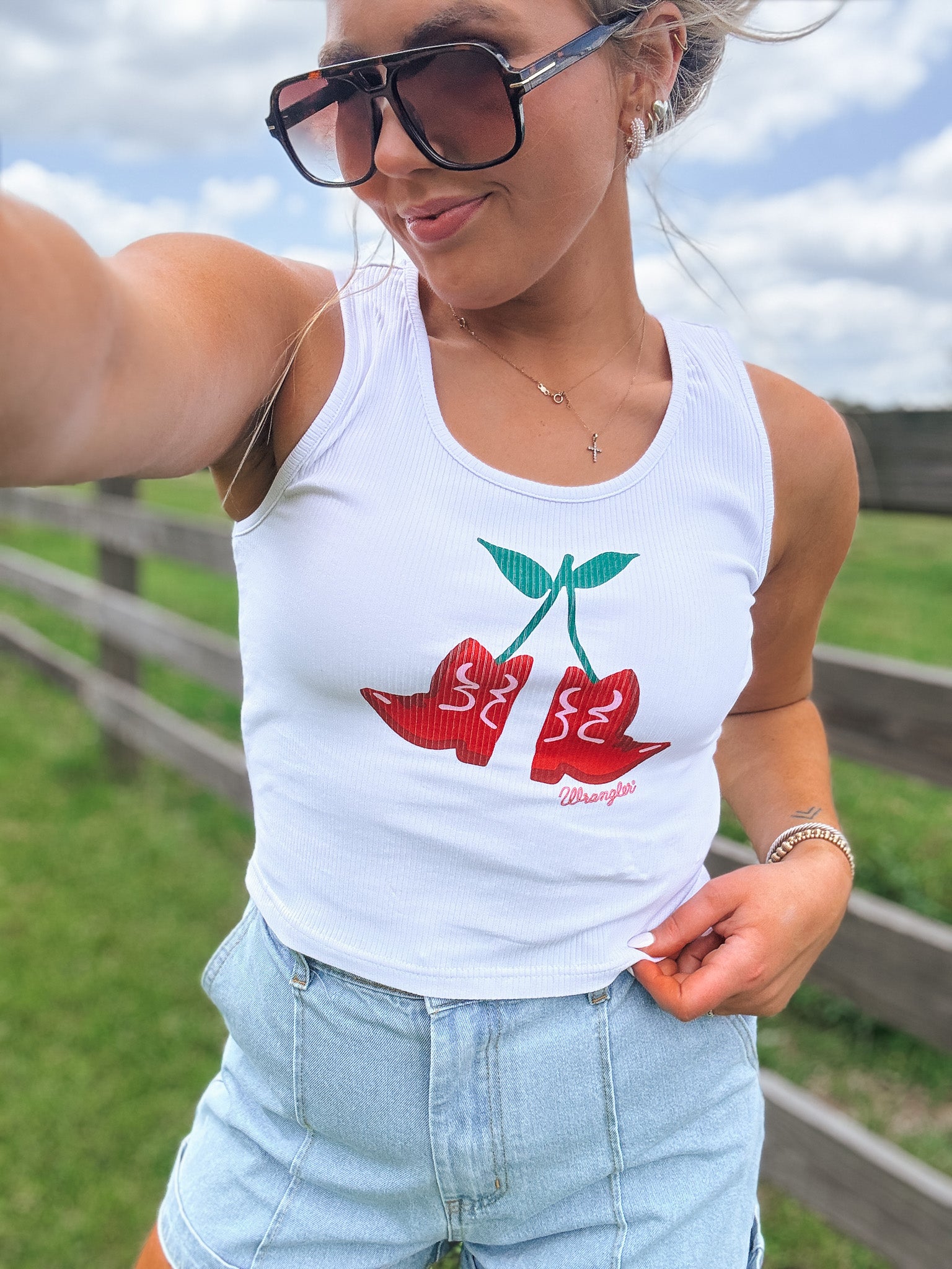Wrangler Women's Boot Cherries Tank