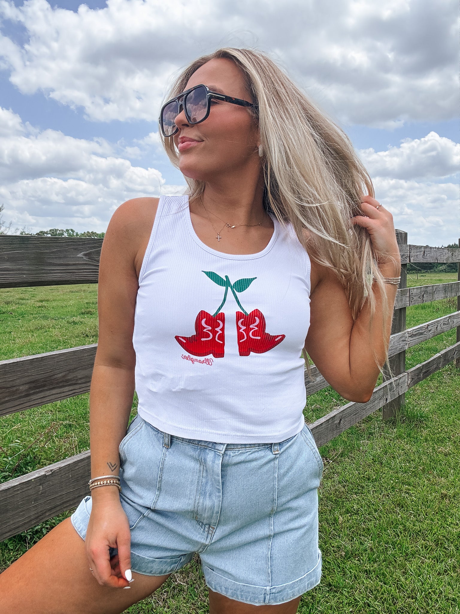 Wrangler Women's Boot Cherries Tank