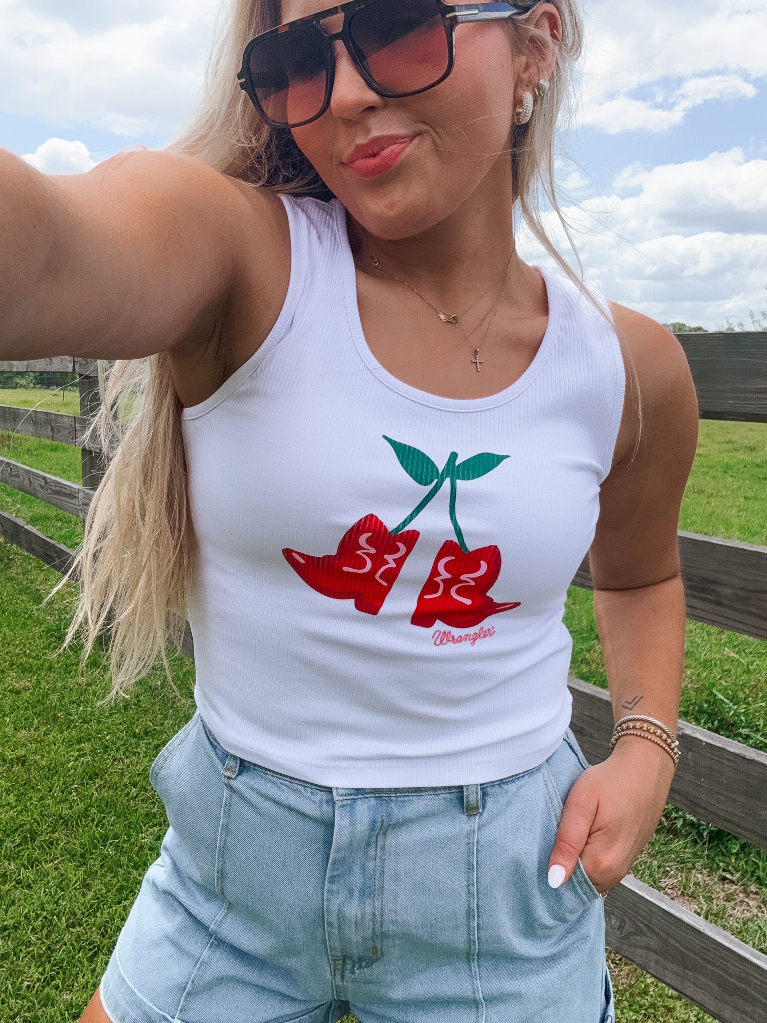 Wrangler Women's Boot Cherries Tank