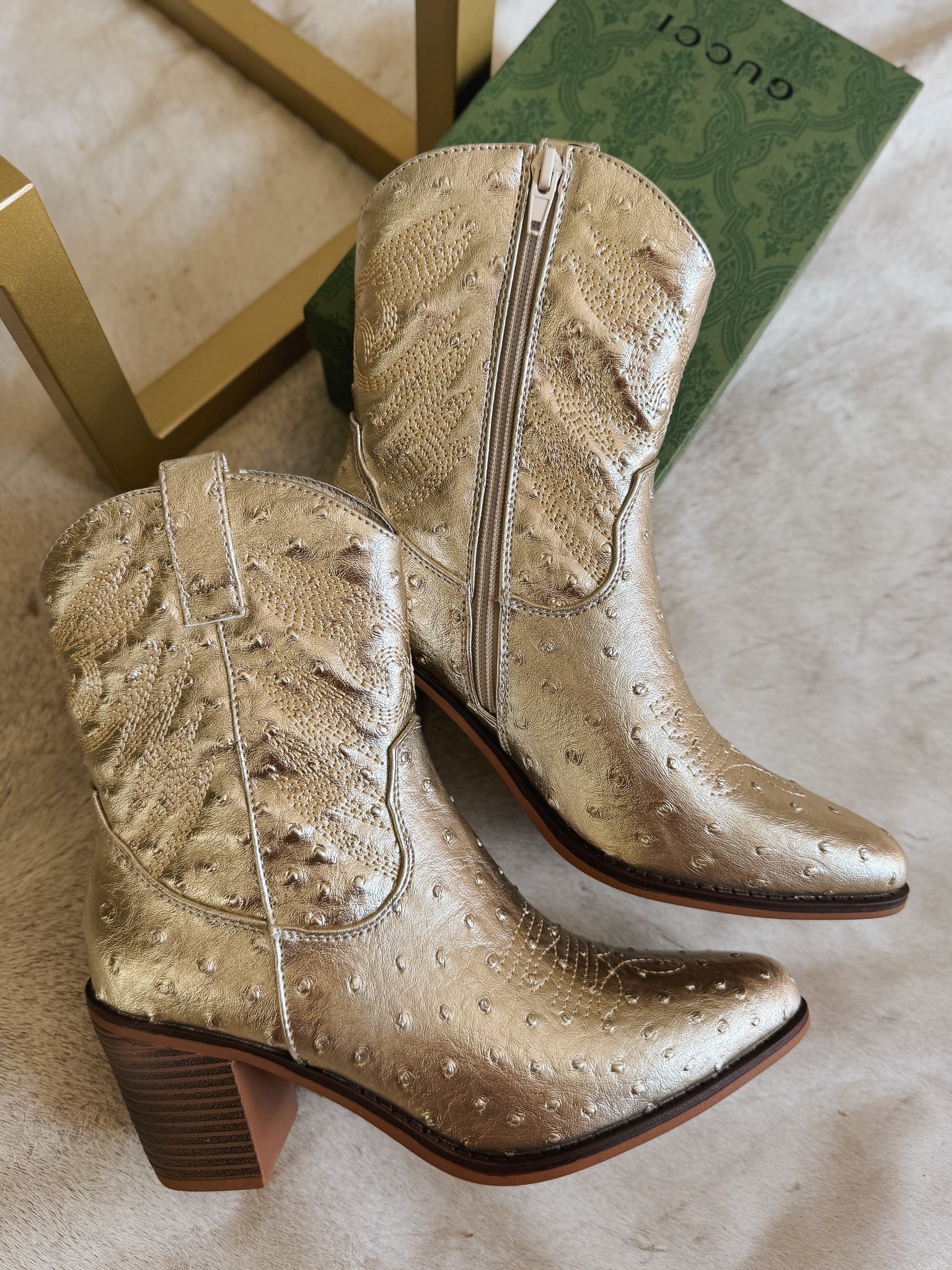 Sleek Steps Gold Bootie