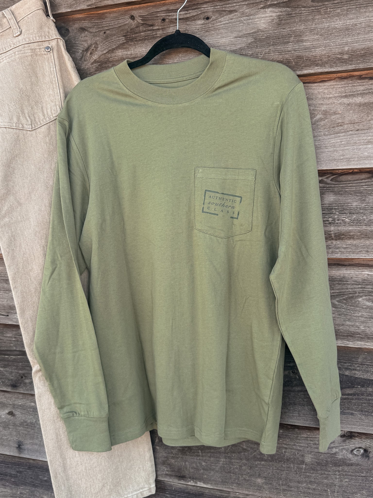 Southern Marsh Authentic Long Sleeve T-Shirt in Brigade Olive