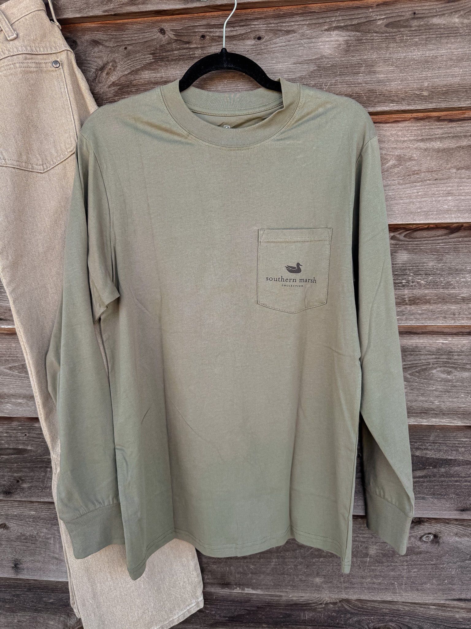 Southern Marsh Inflight Camo Long Sleeve T-Shirt in Stonewall Olive