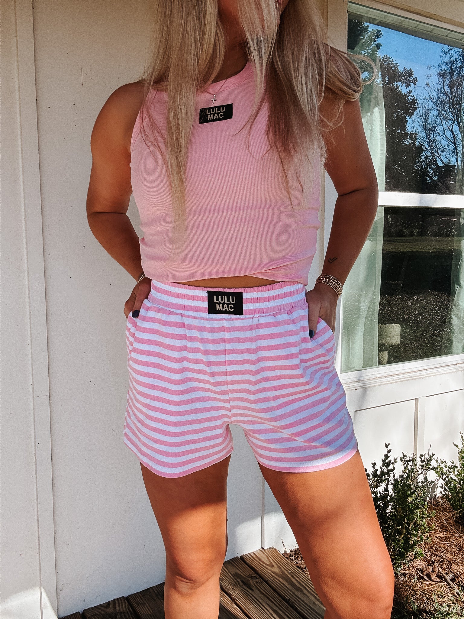 Lulu Mac Stripe Society Shorts in Light Pink