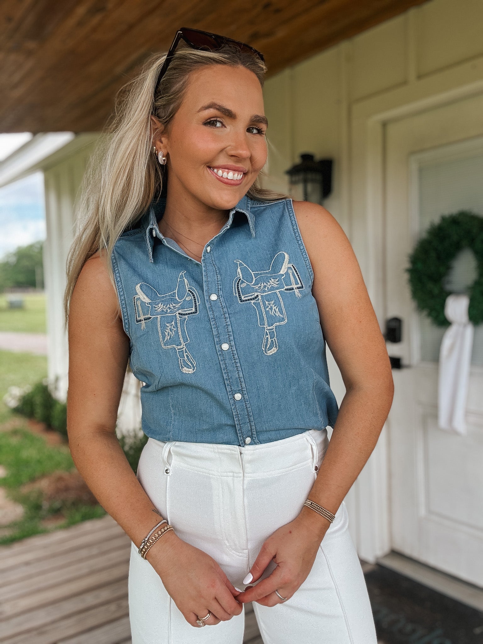 Wrangler Saddle Button Up Top