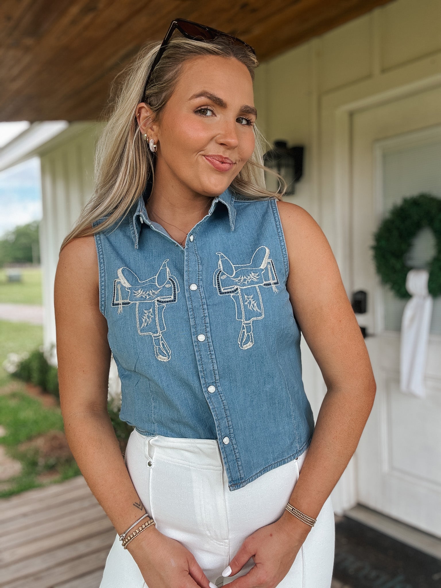 Wrangler Saddle Button Up Top