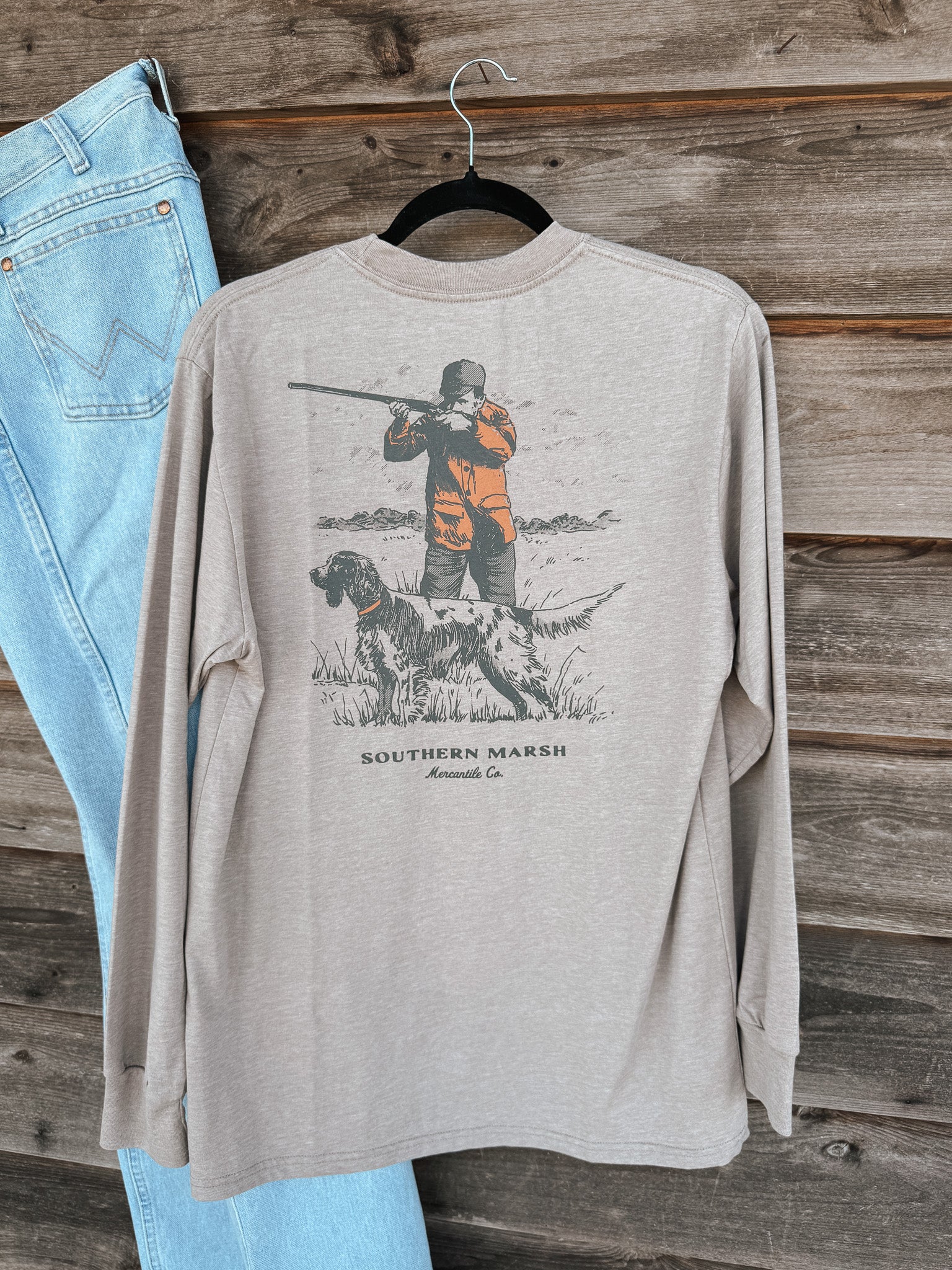 Southern Marsh Undaunting Focus Seawash Long Sleeve T-Shirt in Burnt Taupe