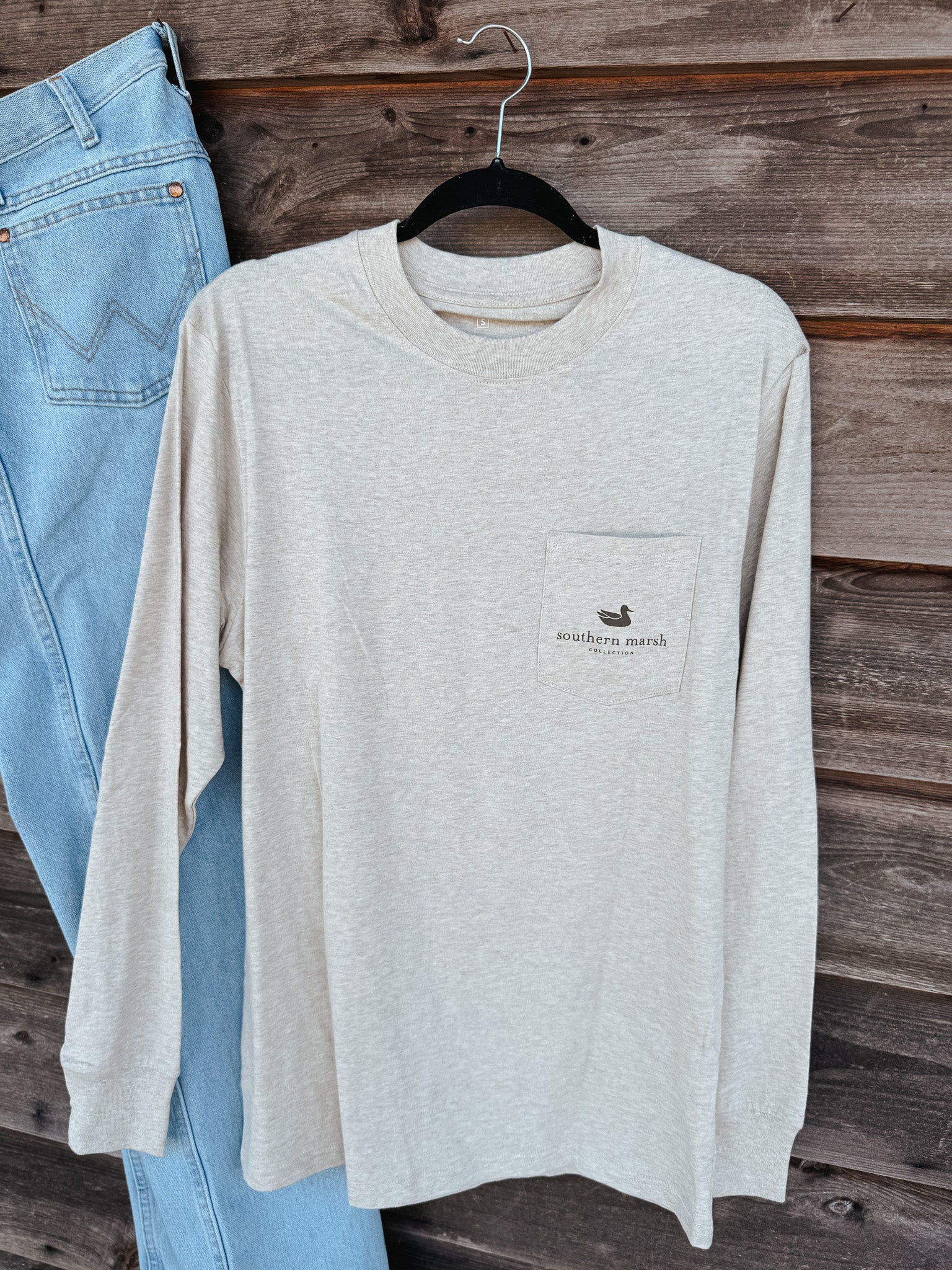 Southern Marsh Seawash™ Retro Duck Originals Long Sleeve T-Shirt in Taupe