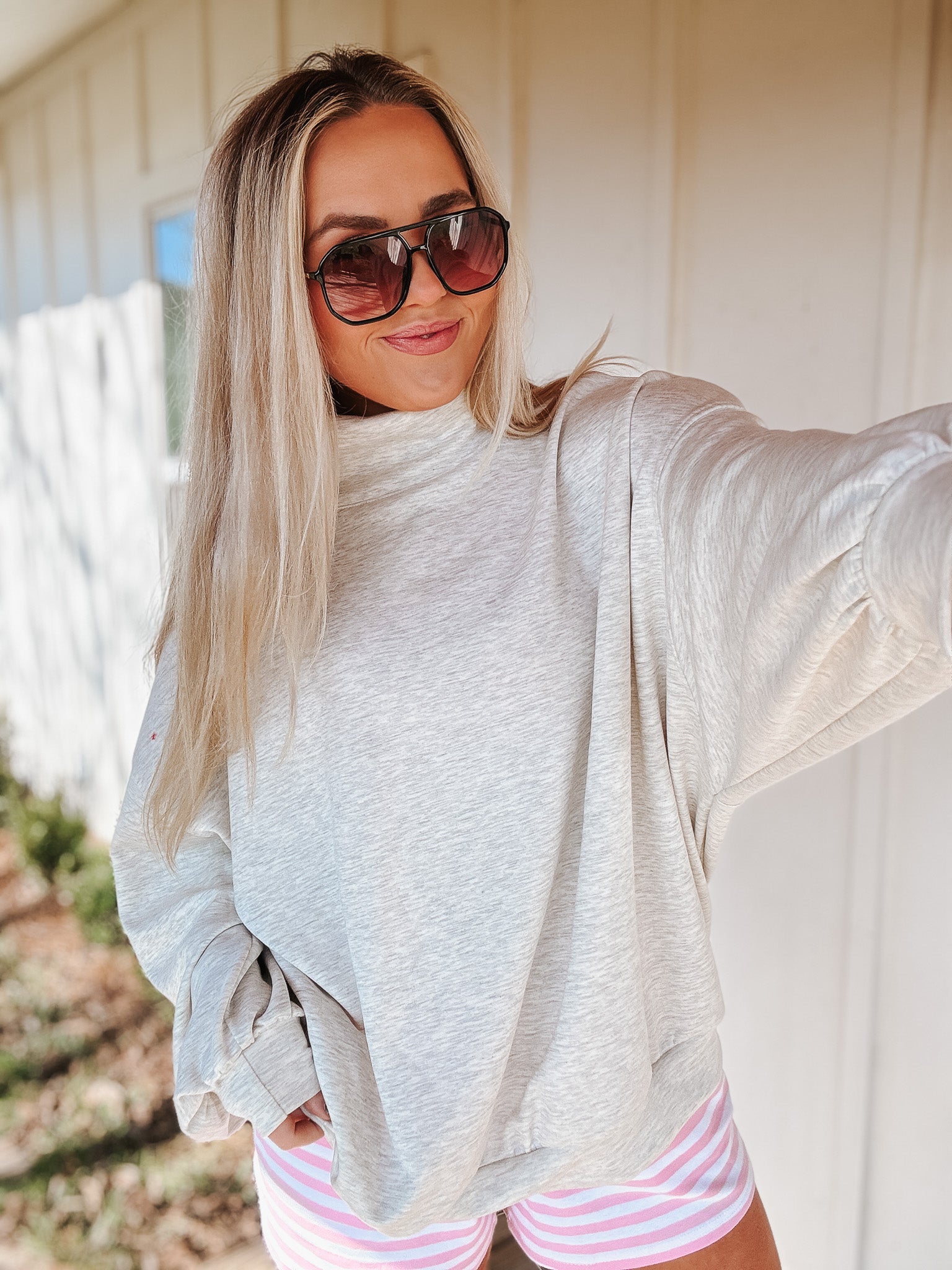 Simple Comforts Mock Neck Sweatshirt in Grey