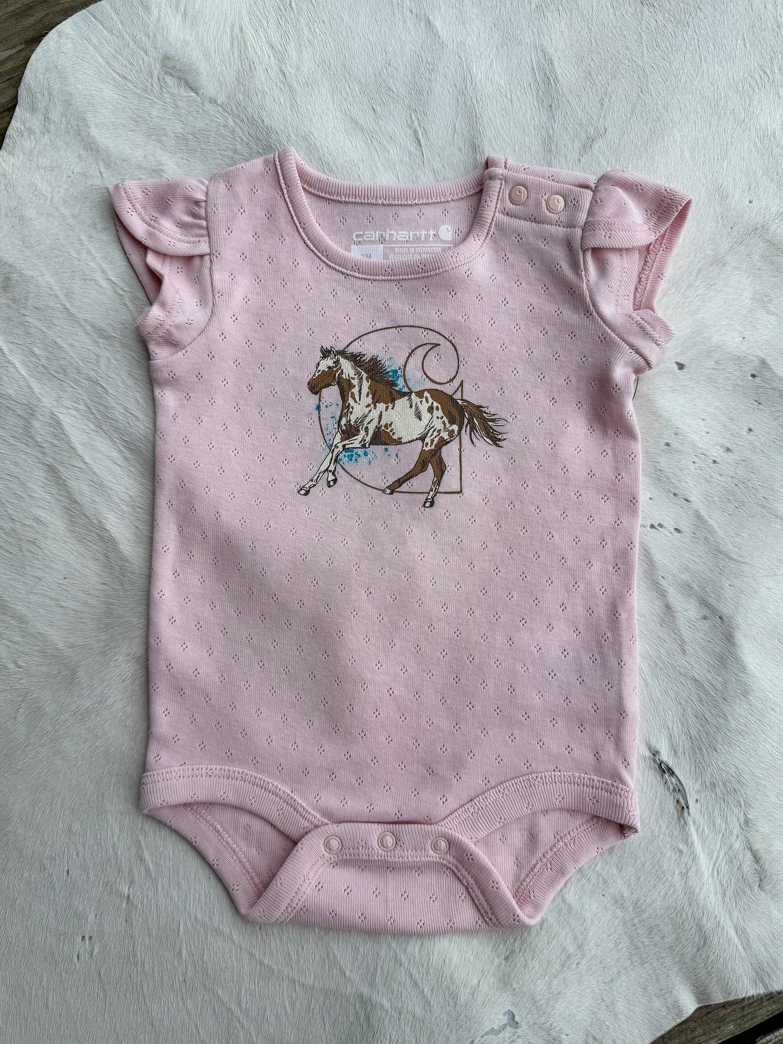 Infant Carhartt Horse Bodysuit in Soft Rose