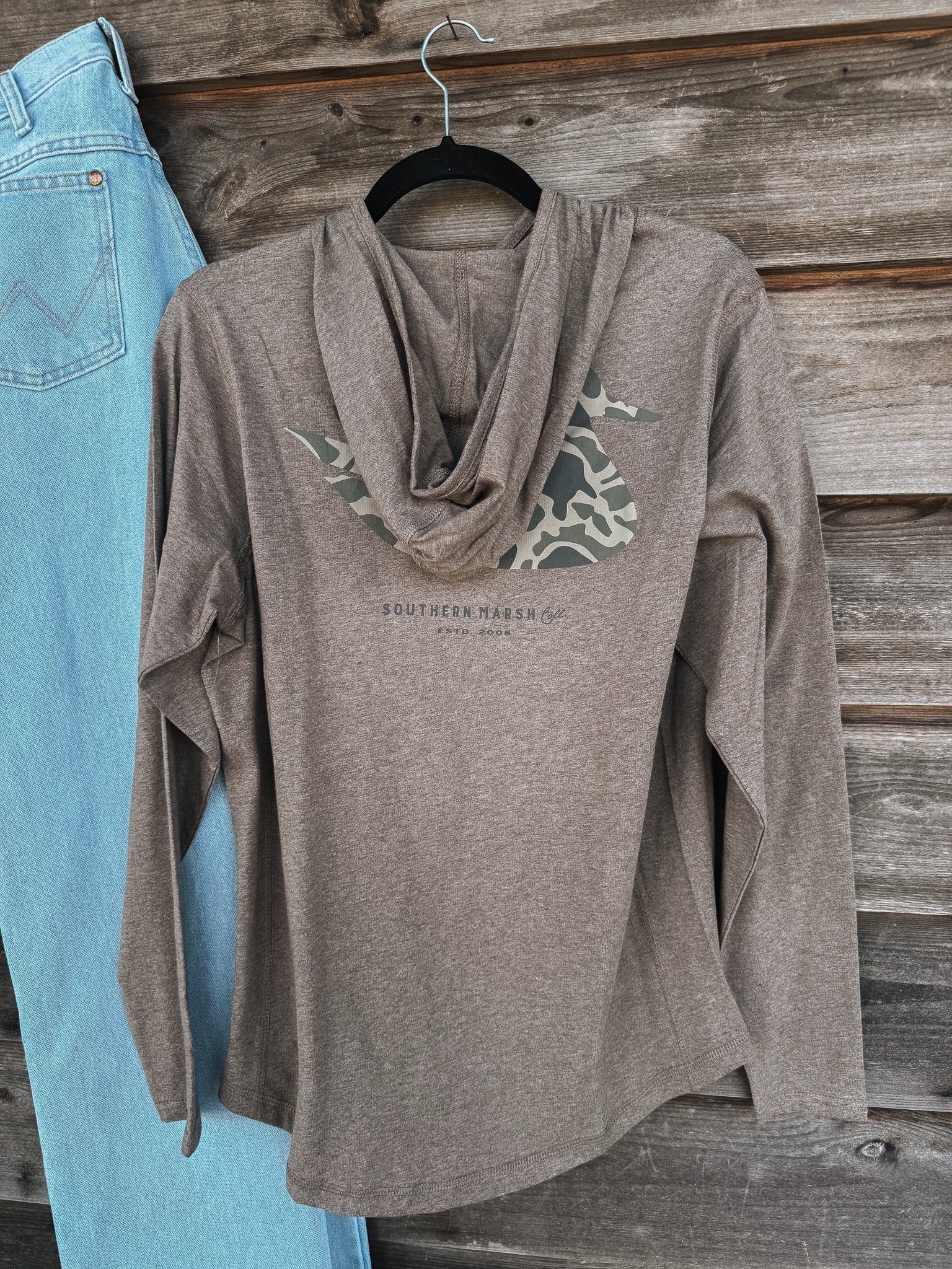 Southern Marsh Duck Originals Camo Classic Hoodie T-Shirt in Washed Dark Shale