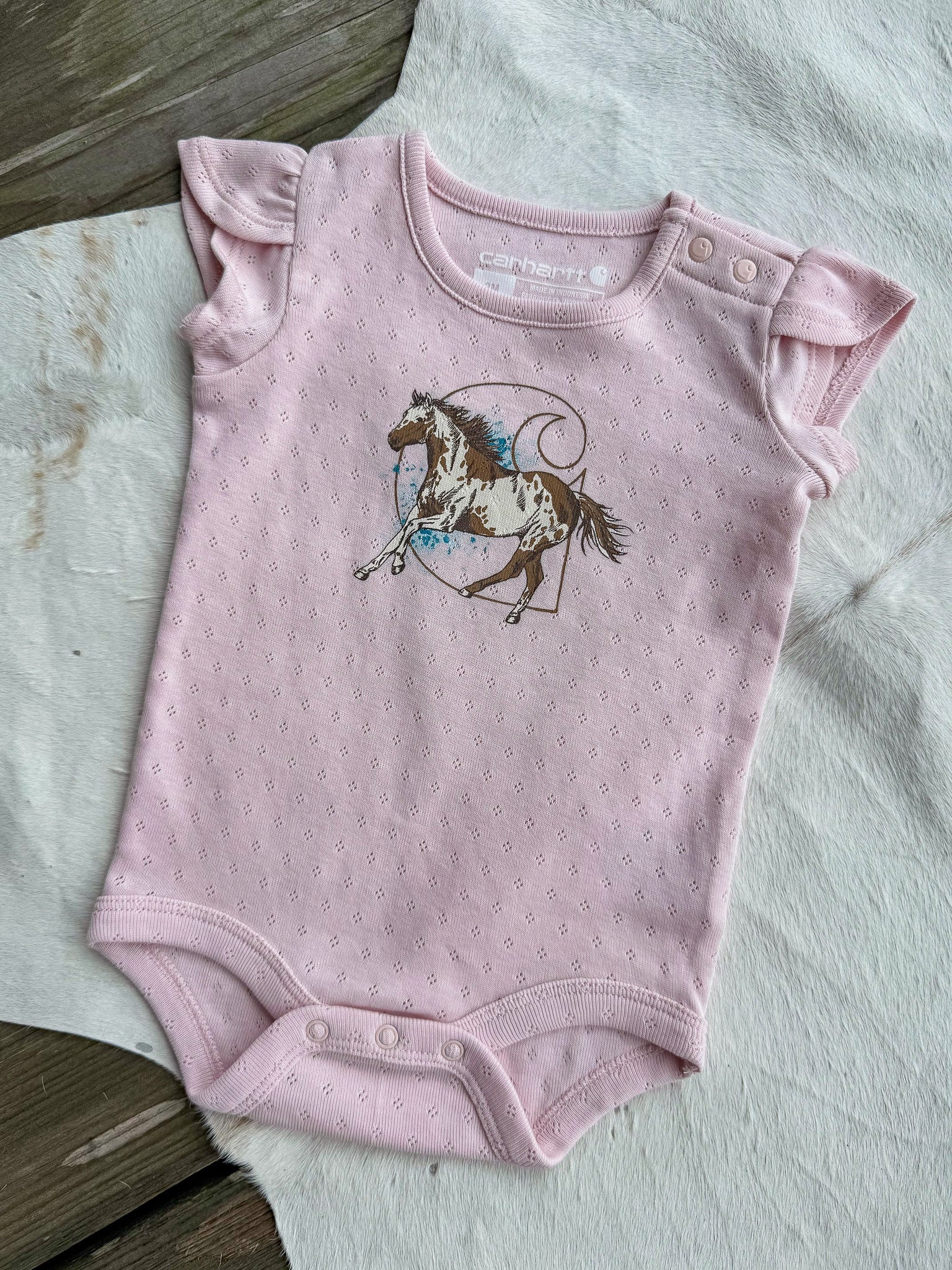 Infant Carhartt Horse Bodysuit in Soft Rose