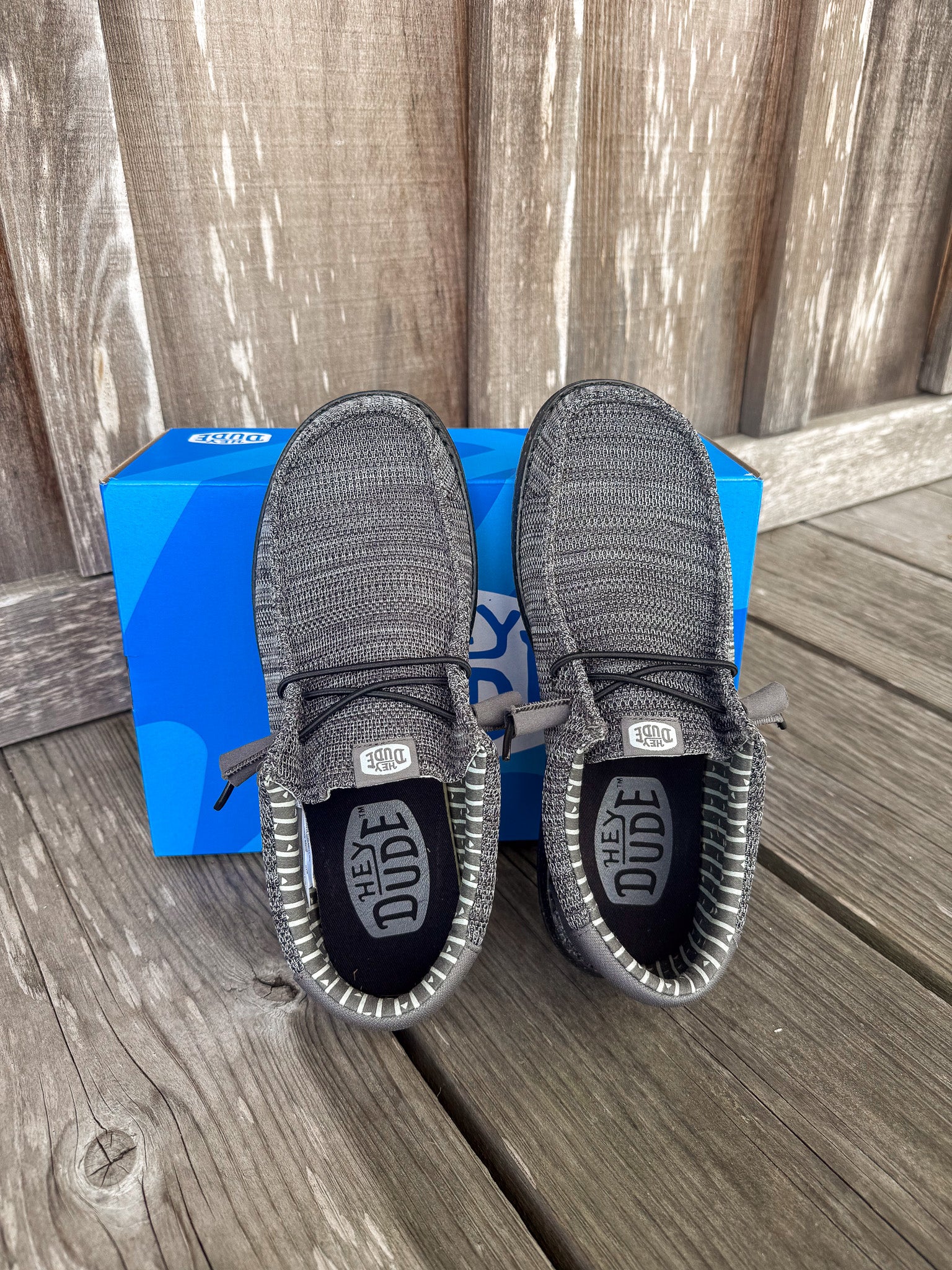 Men's Hey Dude Wally Stretch Sox in Granite Grey/Black