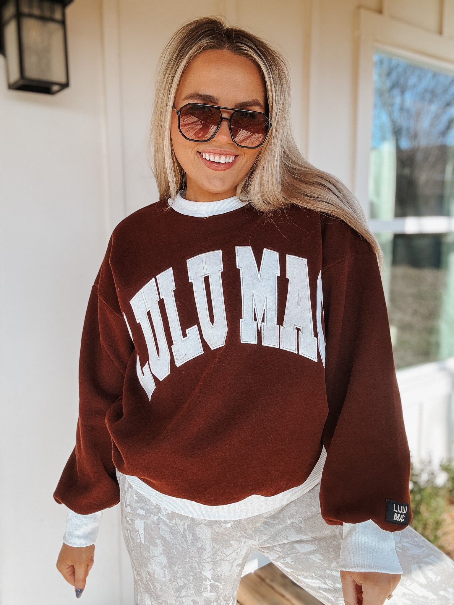 Lulu Mac Color Block Stitch in Brown & White