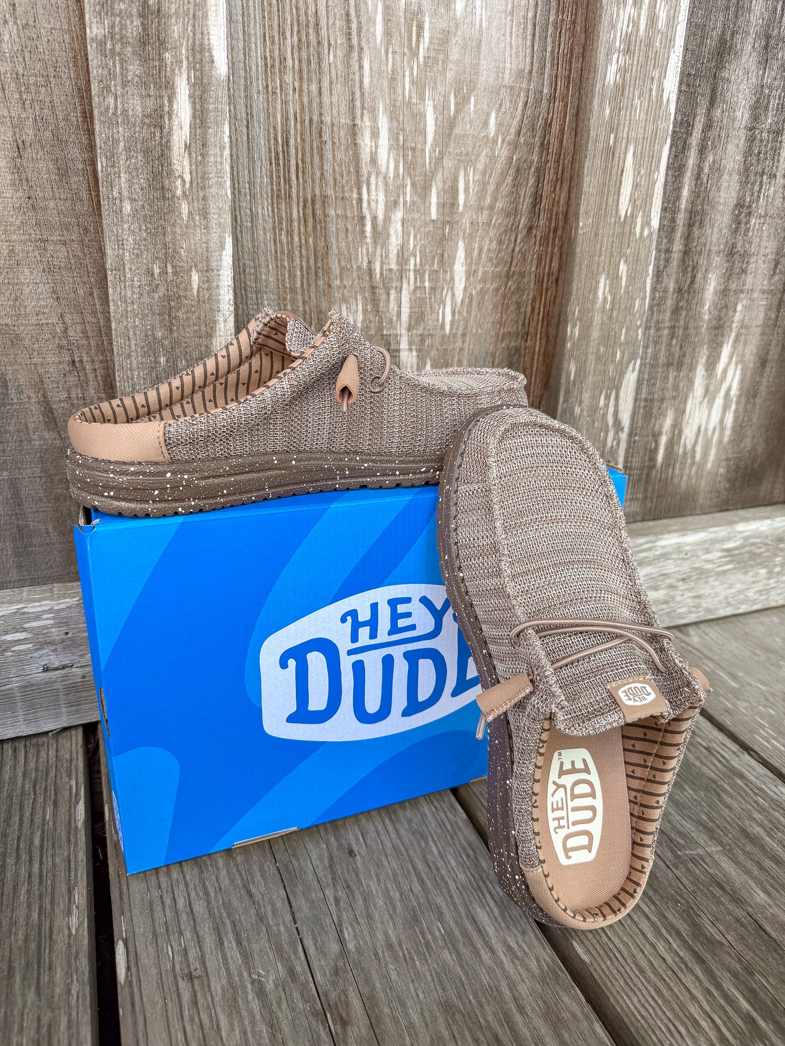 Men's Hey Dude Wally Slip Stretch in Sox Taupe/Tan