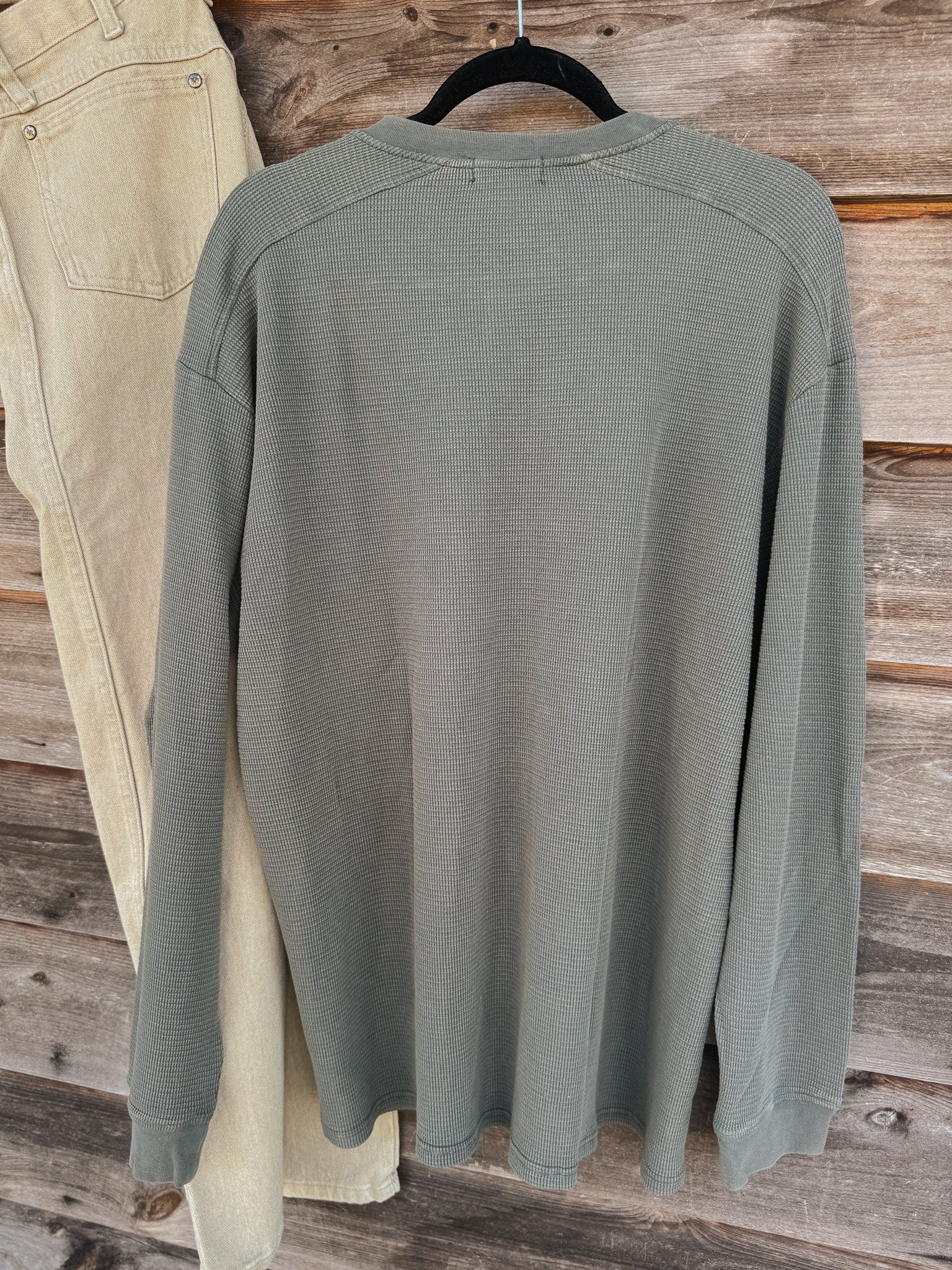 Southern Marsh SEAWASH™ Vintage Waffle Henley T-Shirt in Charcoal Grey