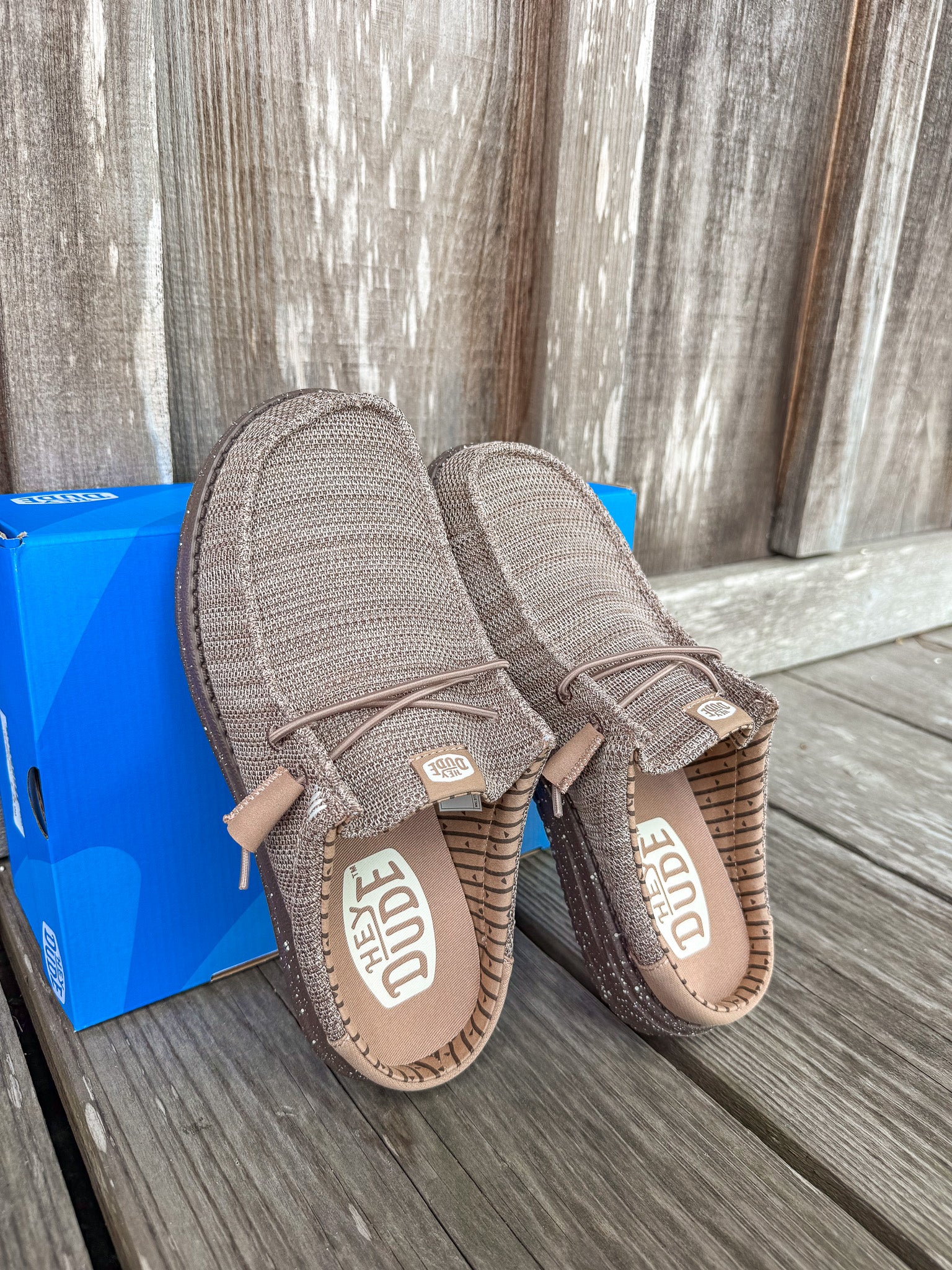 Men's Hey Dude Wally Slip Stretch in Sox Taupe/Tan