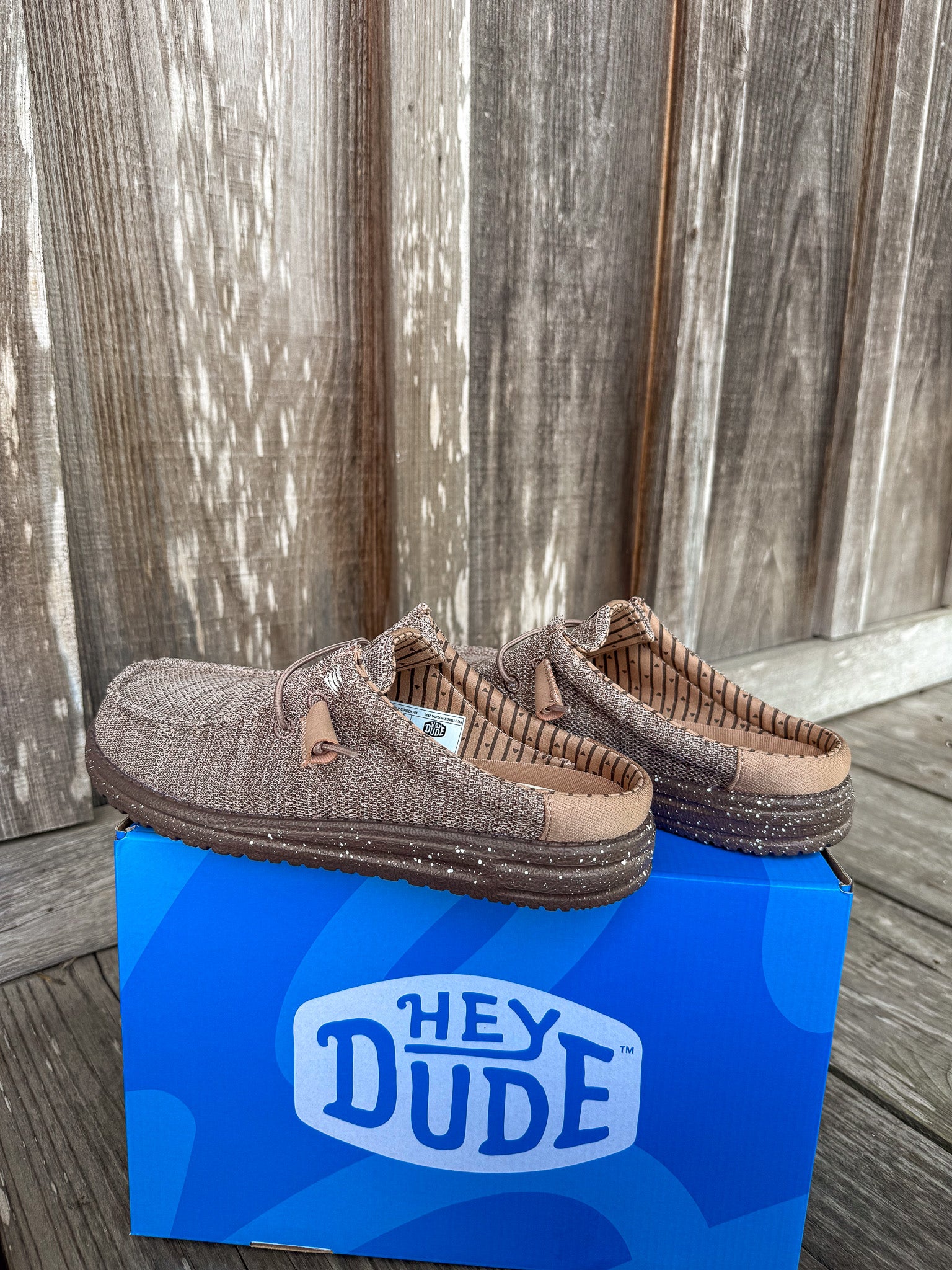 Men's Hey Dude Wally Slip Stretch in Sox Taupe/Tan