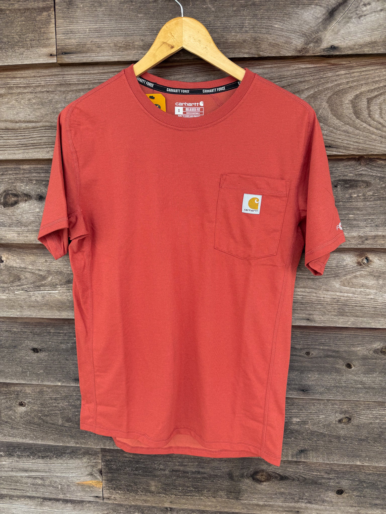 Carhartt / アロハシャツ/L/コットン/RED/無地 Men's Carhartt Force Relaxed Fit Midweight Short Sleeve Pocket T