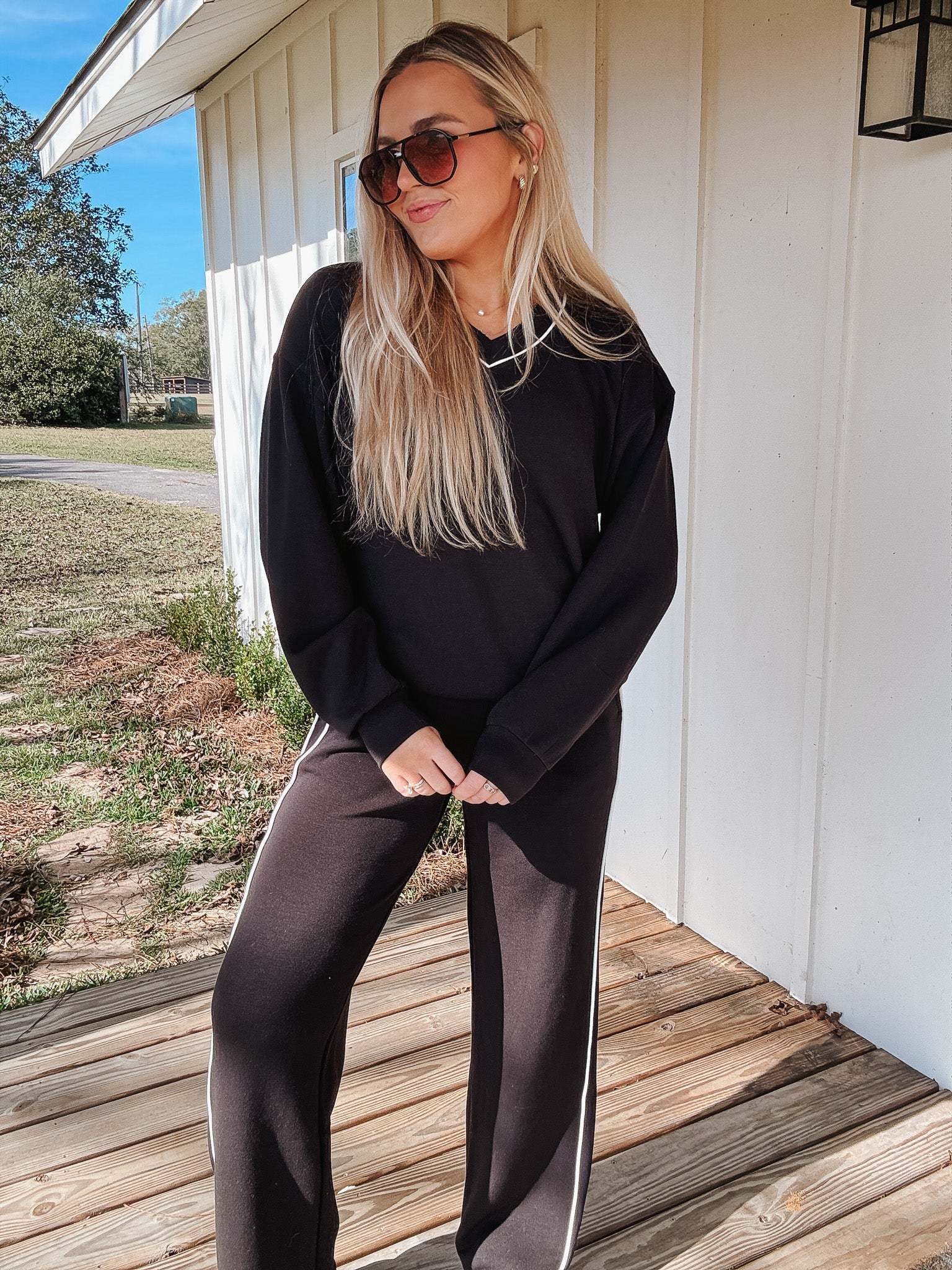 Elite Feeling Black V-Neck Top