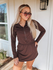 Sporty Spice Long Sleeve Dress in Espresso