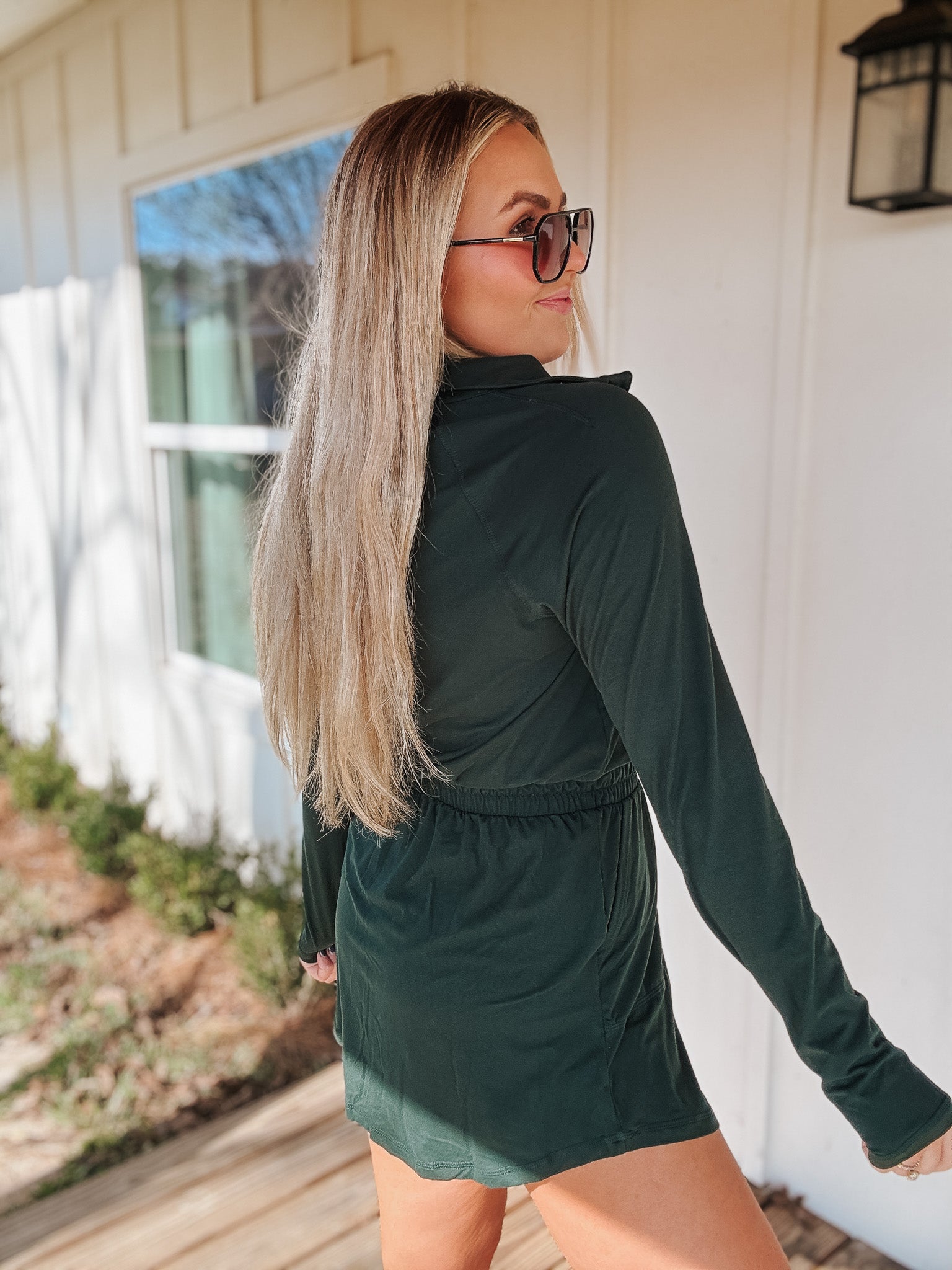 Sporty Spice Long Sleeve Dress in Green