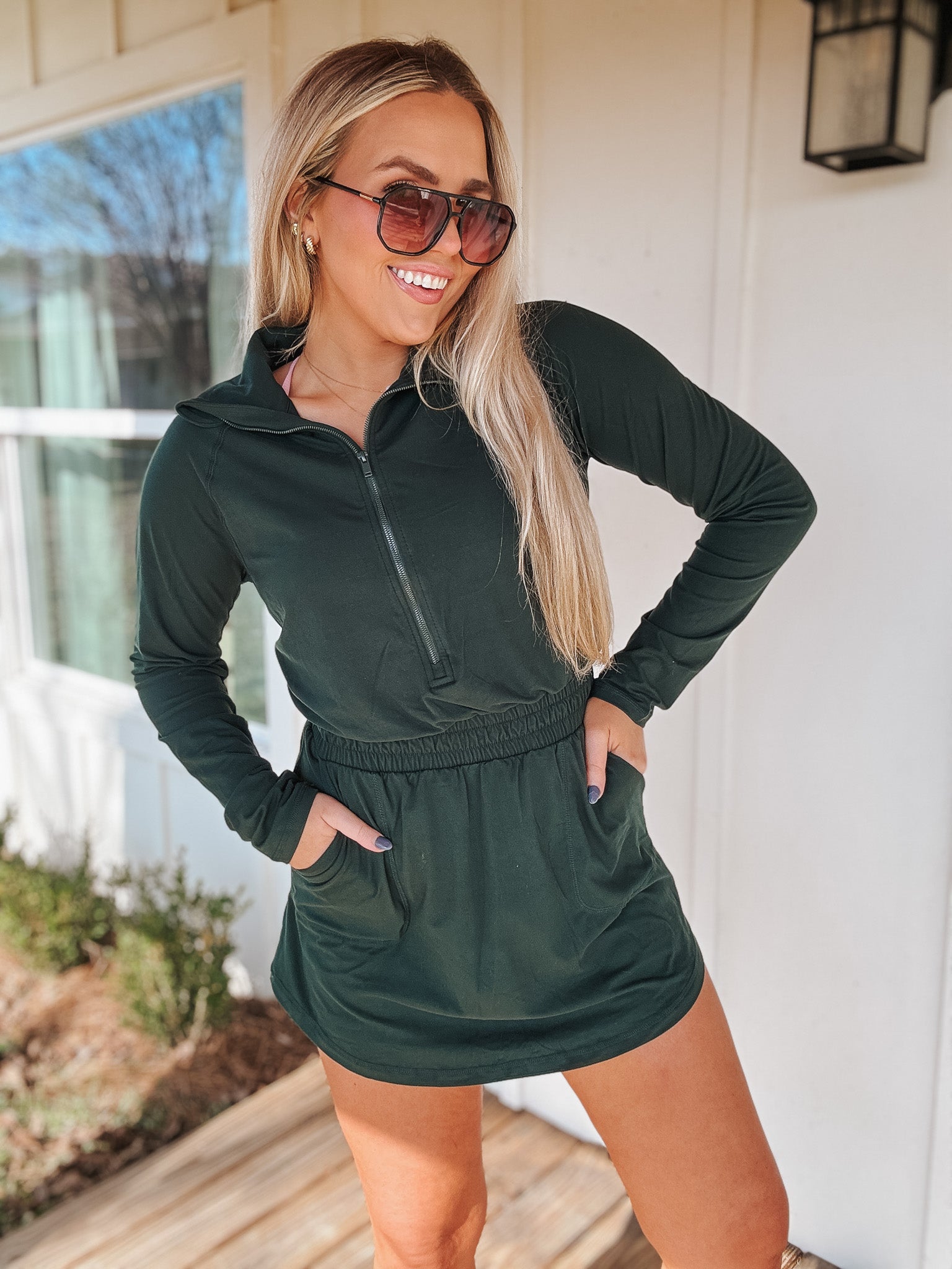 Sporty Spice Long Sleeve Dress in Green