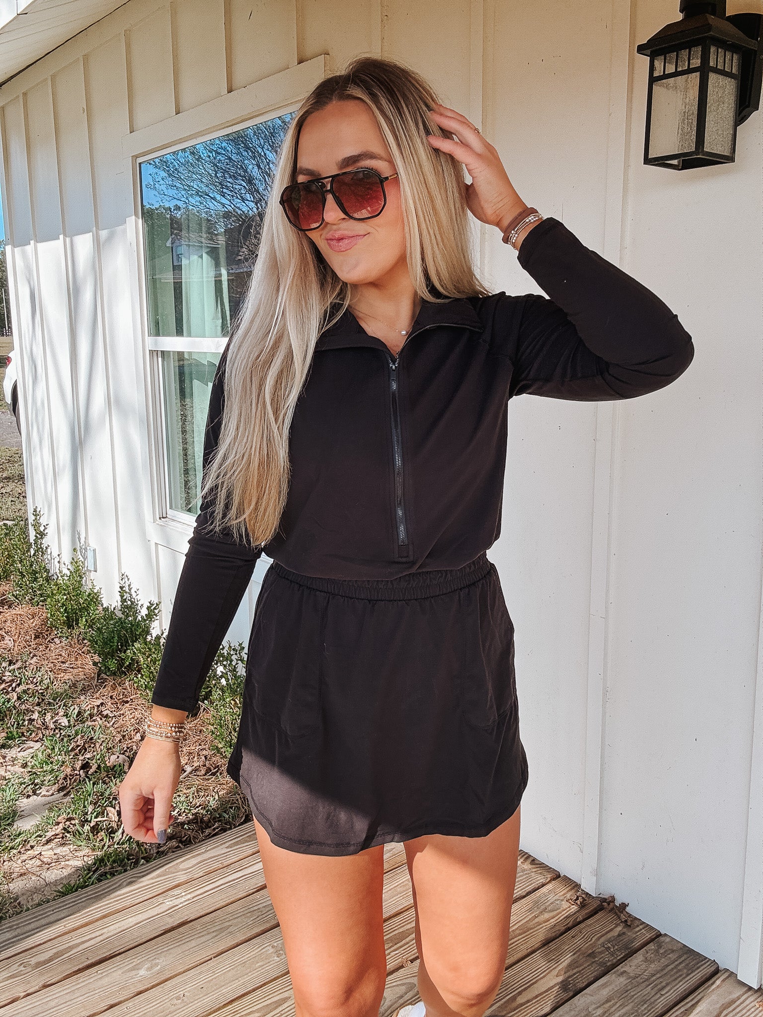 Sporty Spice Long Sleeve Dress in Black
