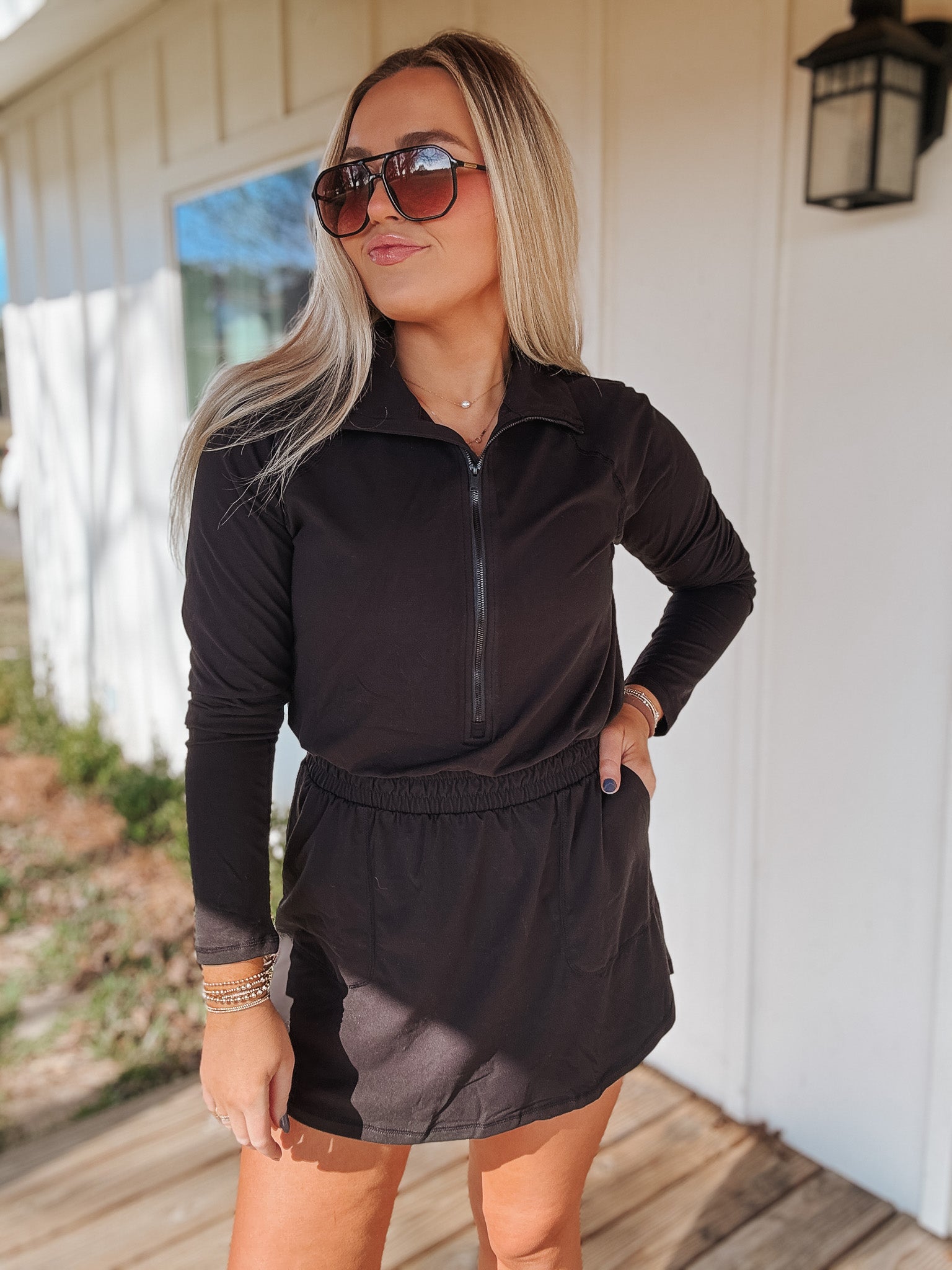 Sporty Spice Long Sleeve Dress in Black
