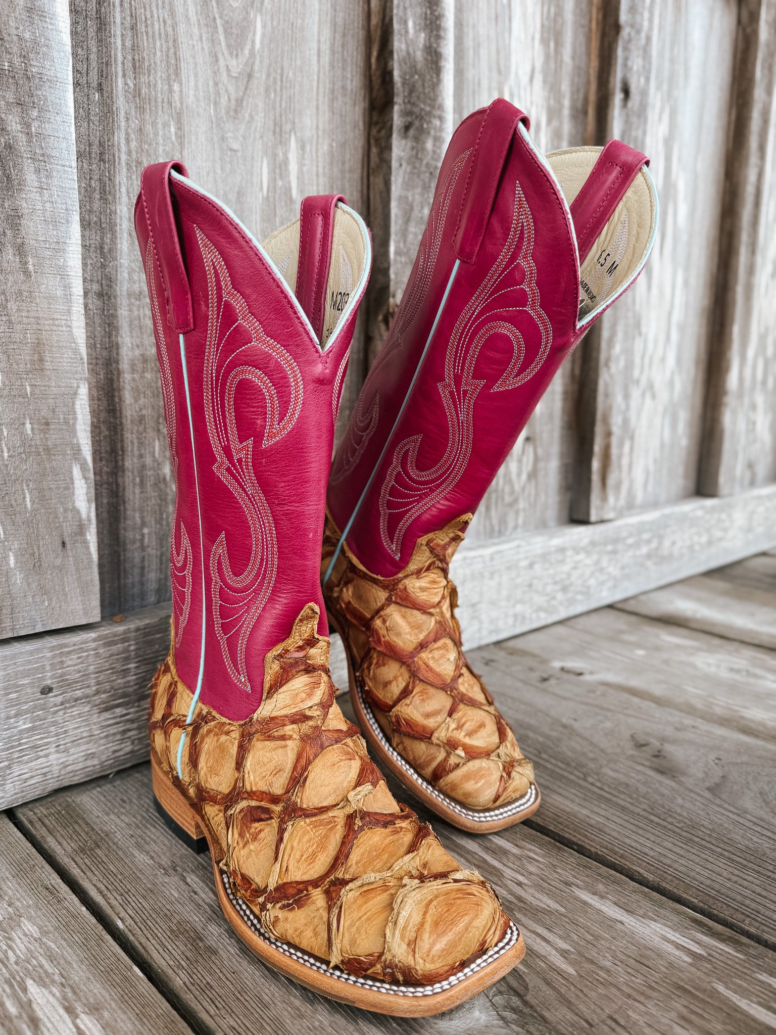 Women's Macie Bean Pink Antique Saddle Pirarucu Boots