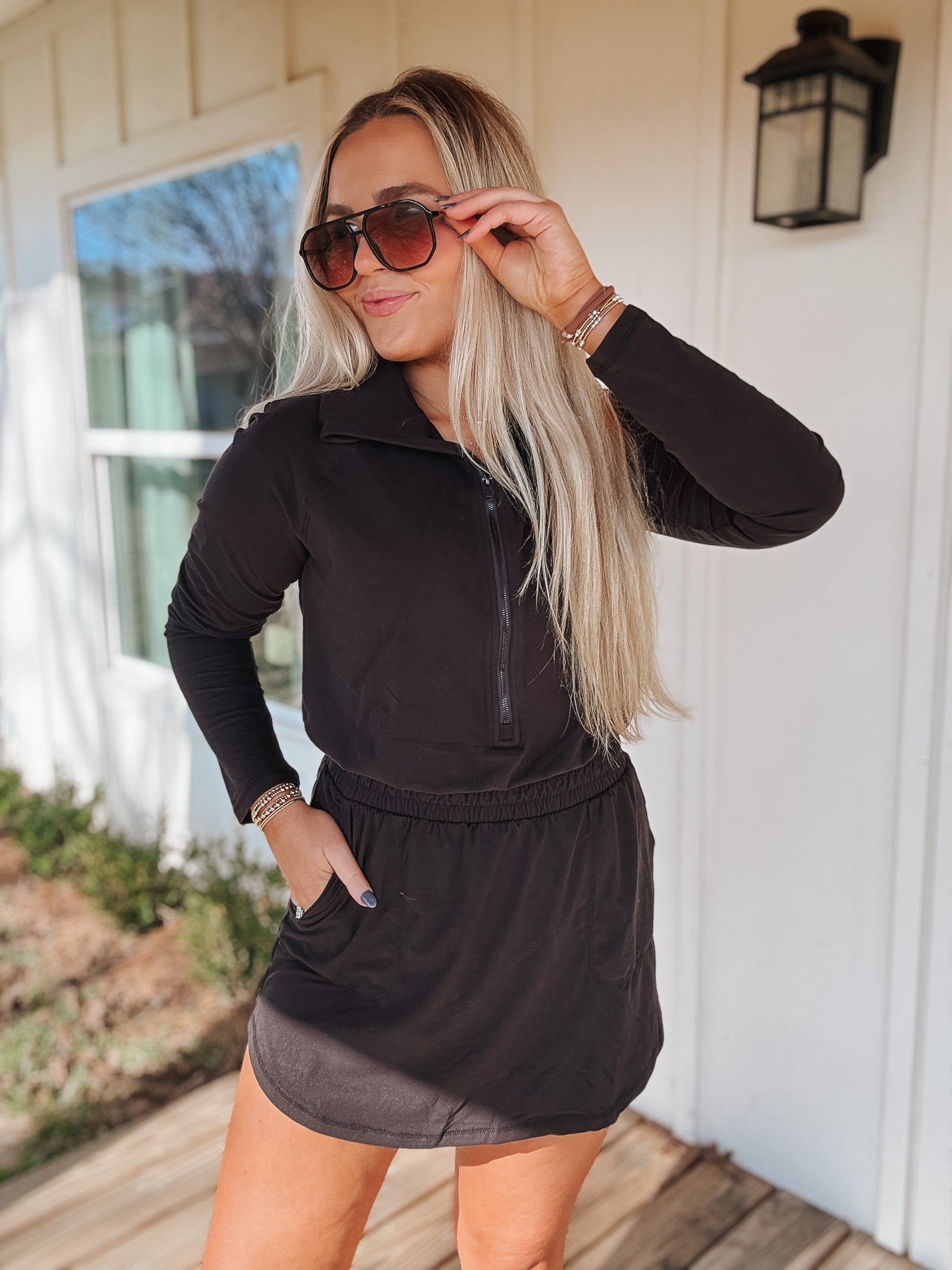 Sporty Spice Long Sleeve Dress in Black