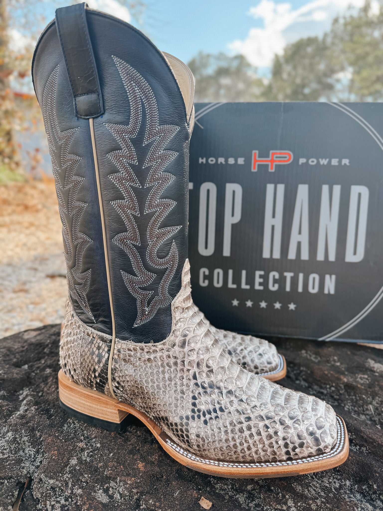 Men's Horse Power Top Hand Back Cut Python Boot