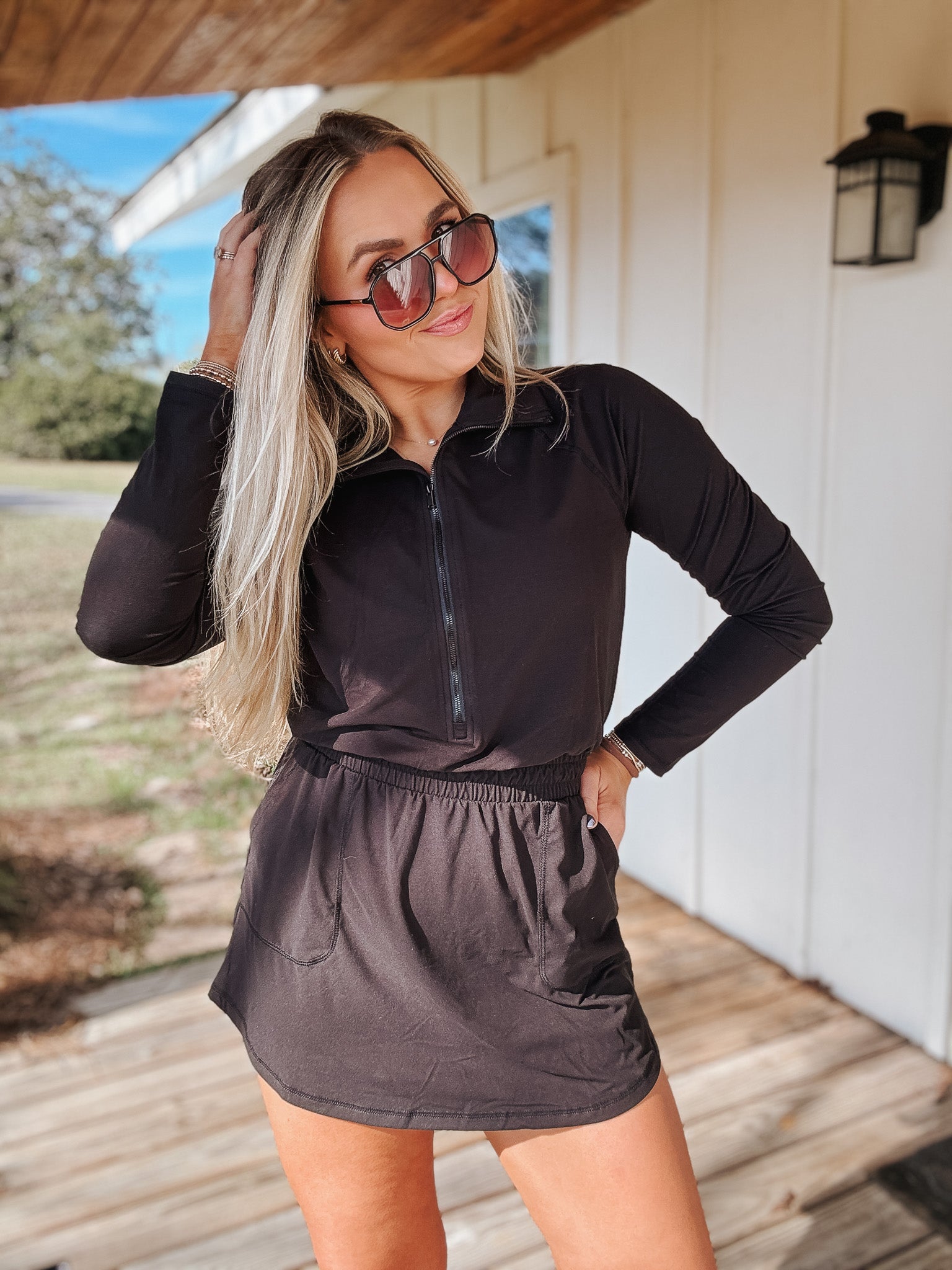 Sporty Spice Long Sleeve Dress in Black