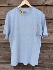 CAMISETA CARHARTT SUELTA Y PESADA CON BOLSILLO DE MANGA CORTA EN GRIS JAPONÉS 