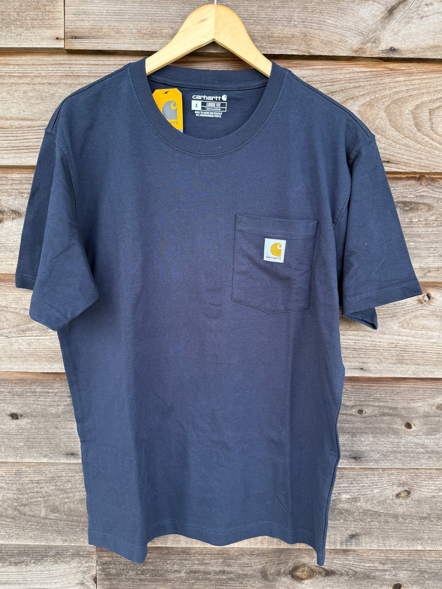CARHARTT LOOSE FIT HEAVYWEIGHT SHORT-SLEEVE POCKET T-SHIRT IN NAVY
