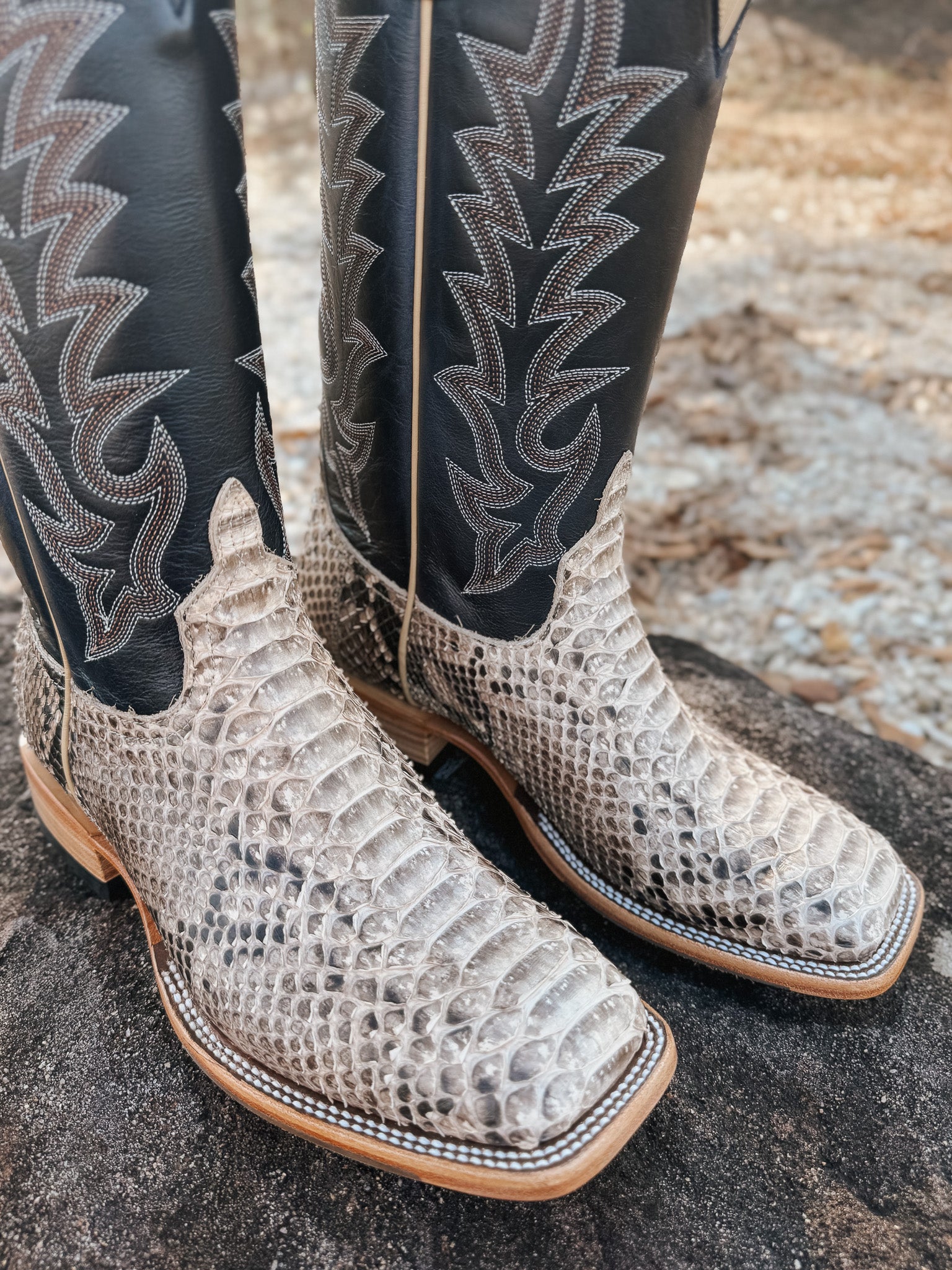 Men's Horse Power Top Hand Back Cut Python Boot