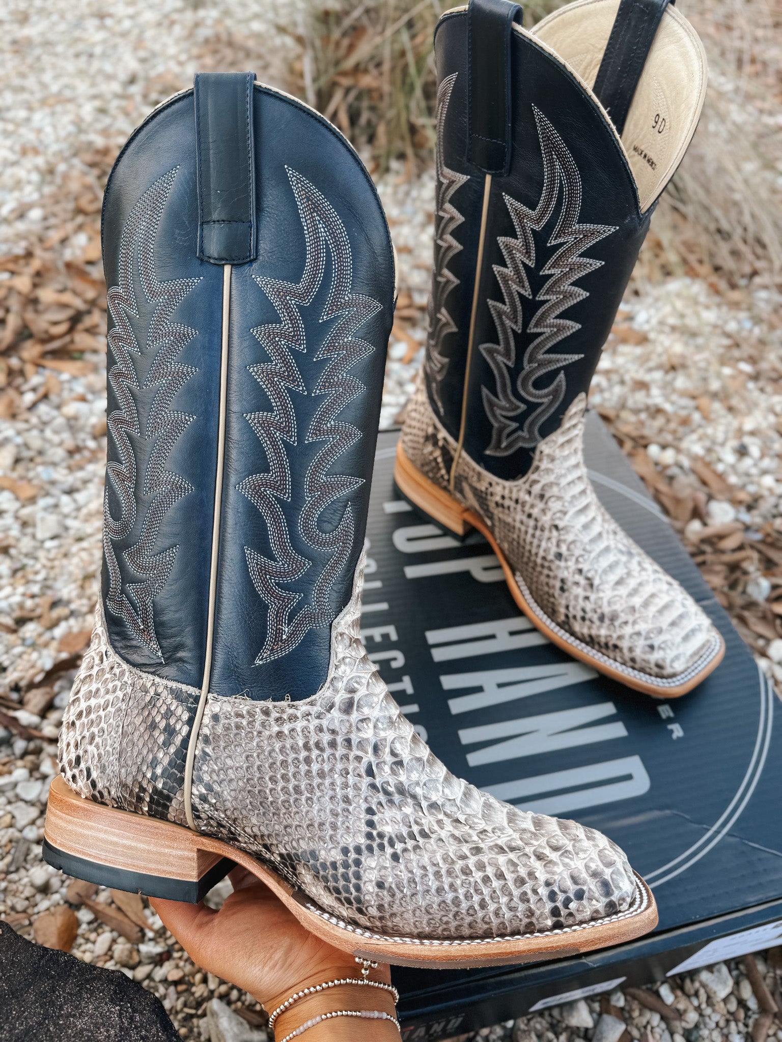 Men's Horse Power Top Hand Back Cut Python Boot