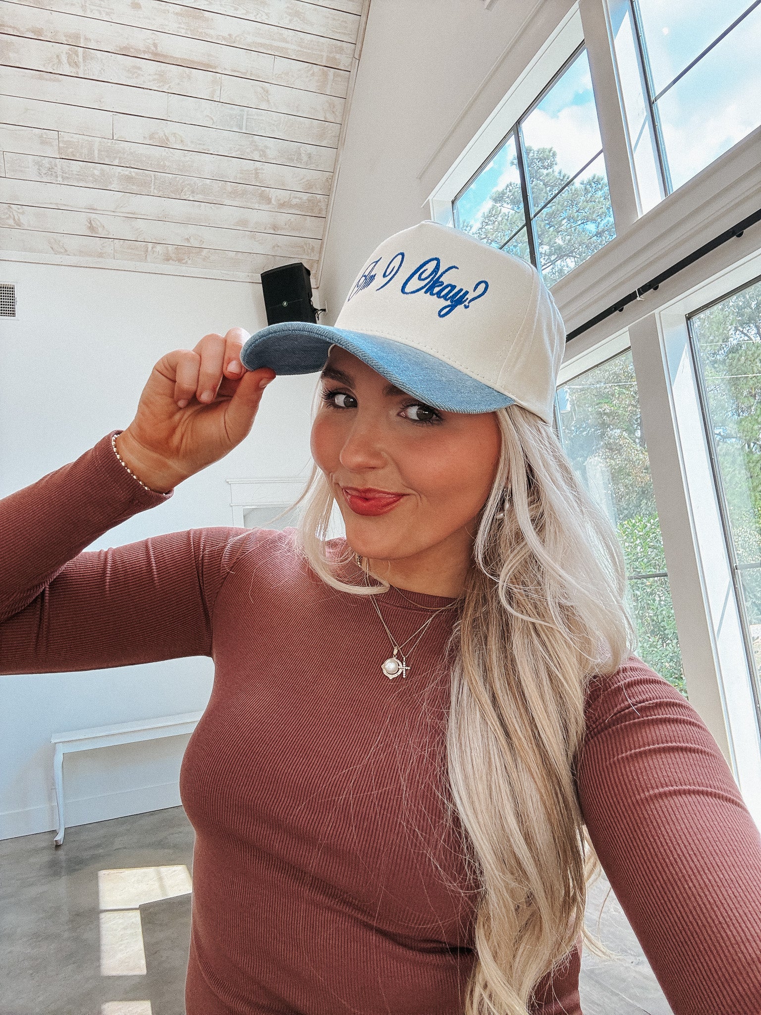 Am I Okay Denim Trucker Hat