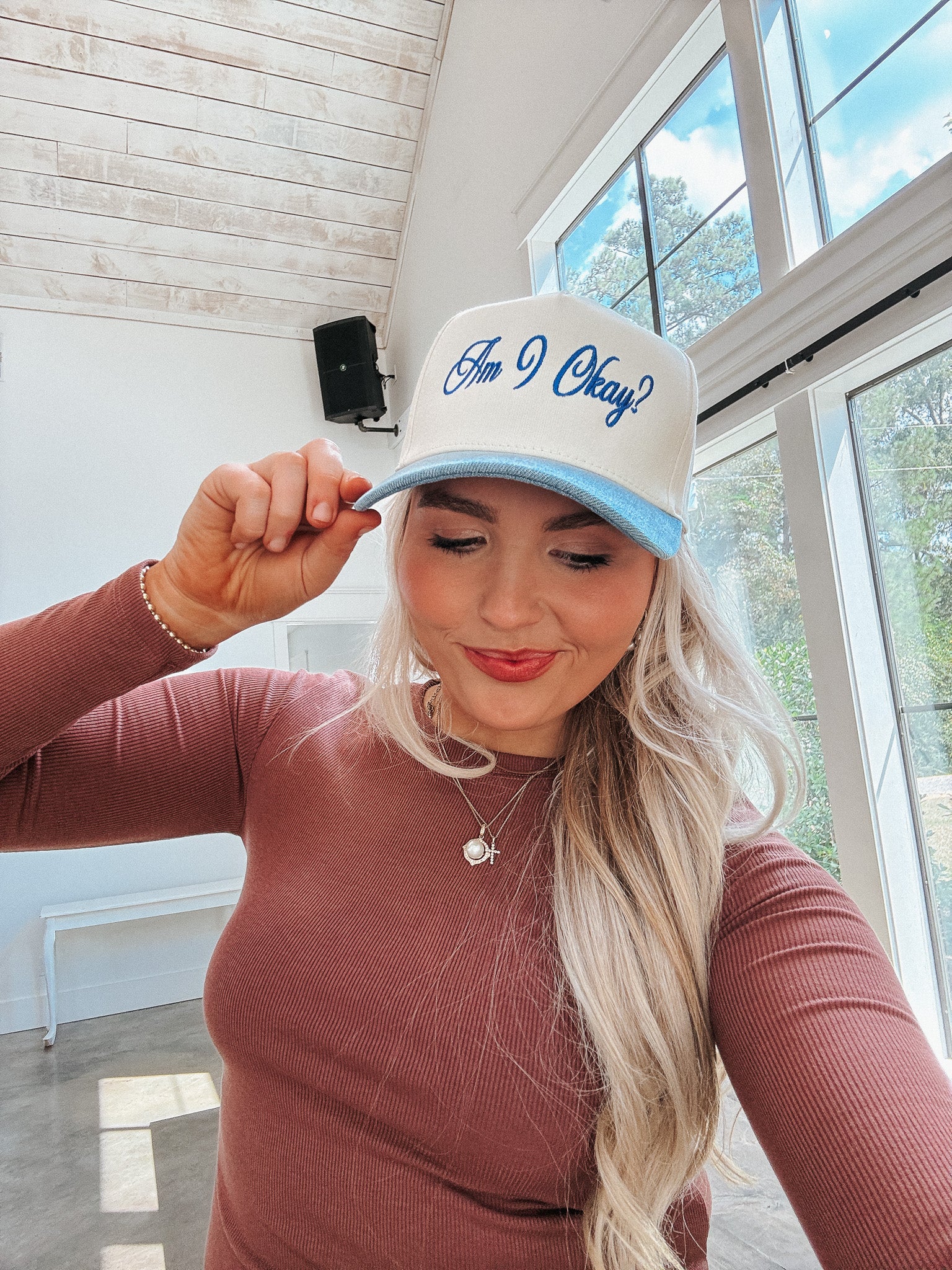 Am I Okay Denim Trucker Hat