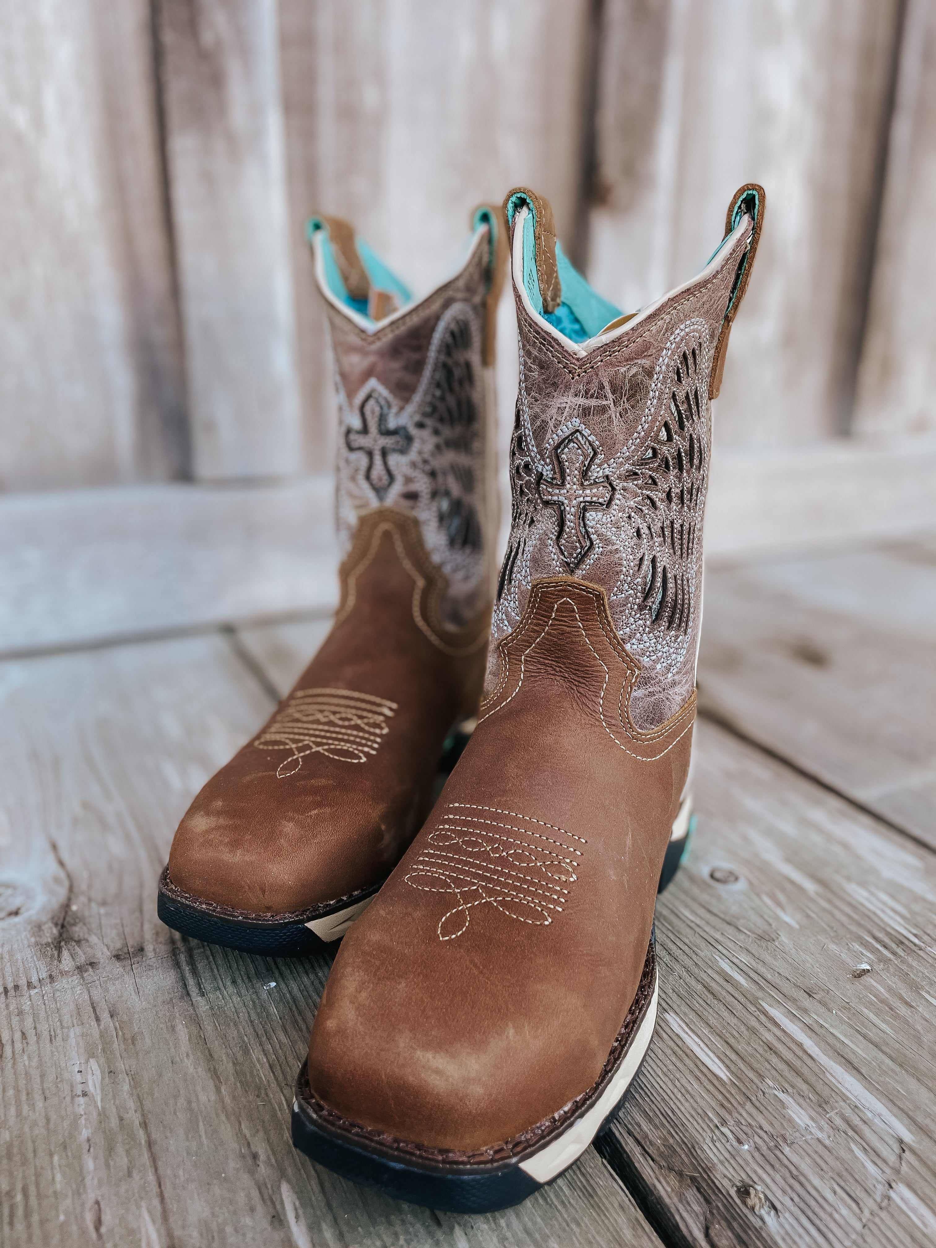 Women's Corral Brown Wing Hydro Resist Safety Toe Work Boots