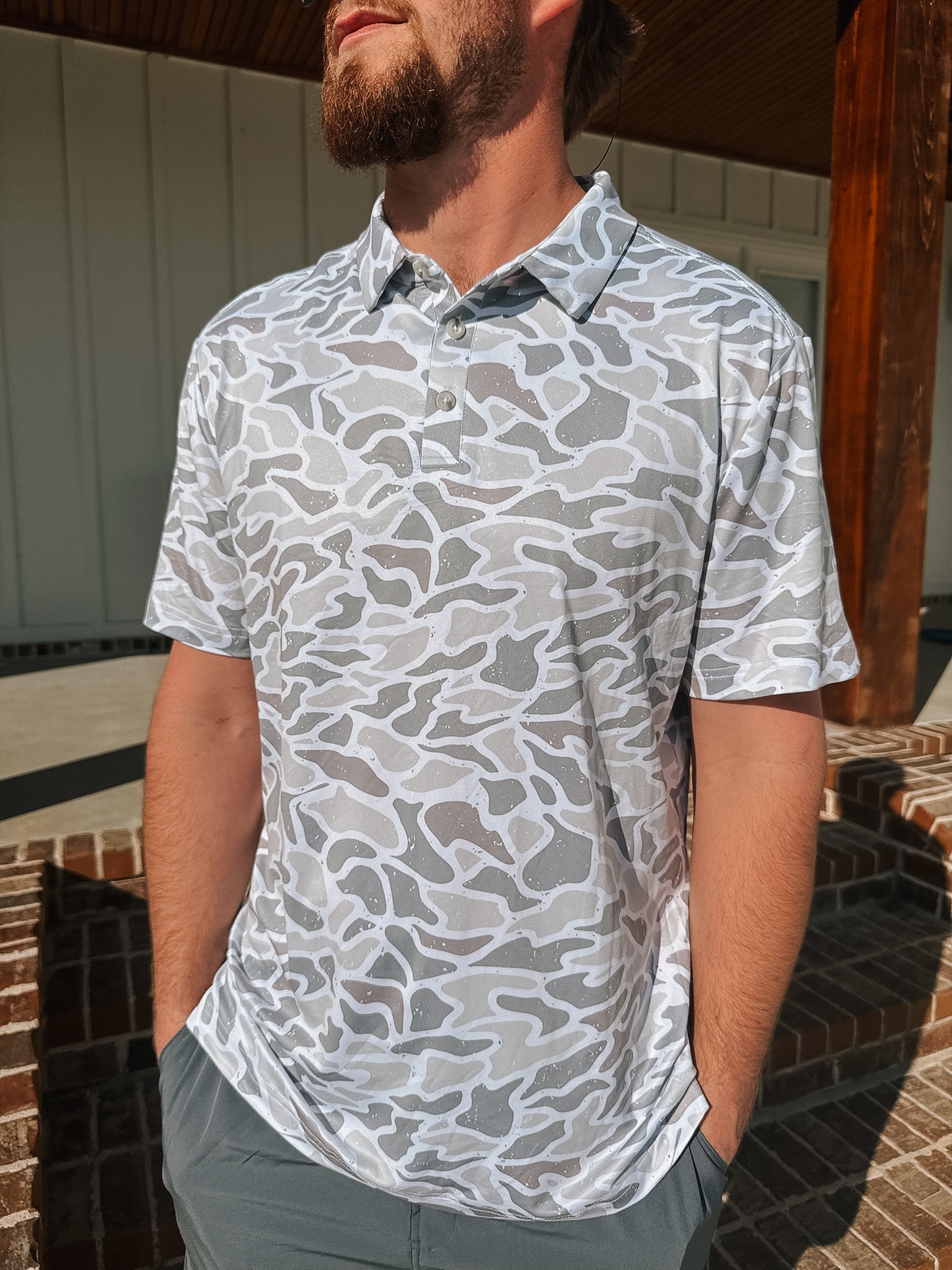 Men's Burlebo Performance Polo - White Camo