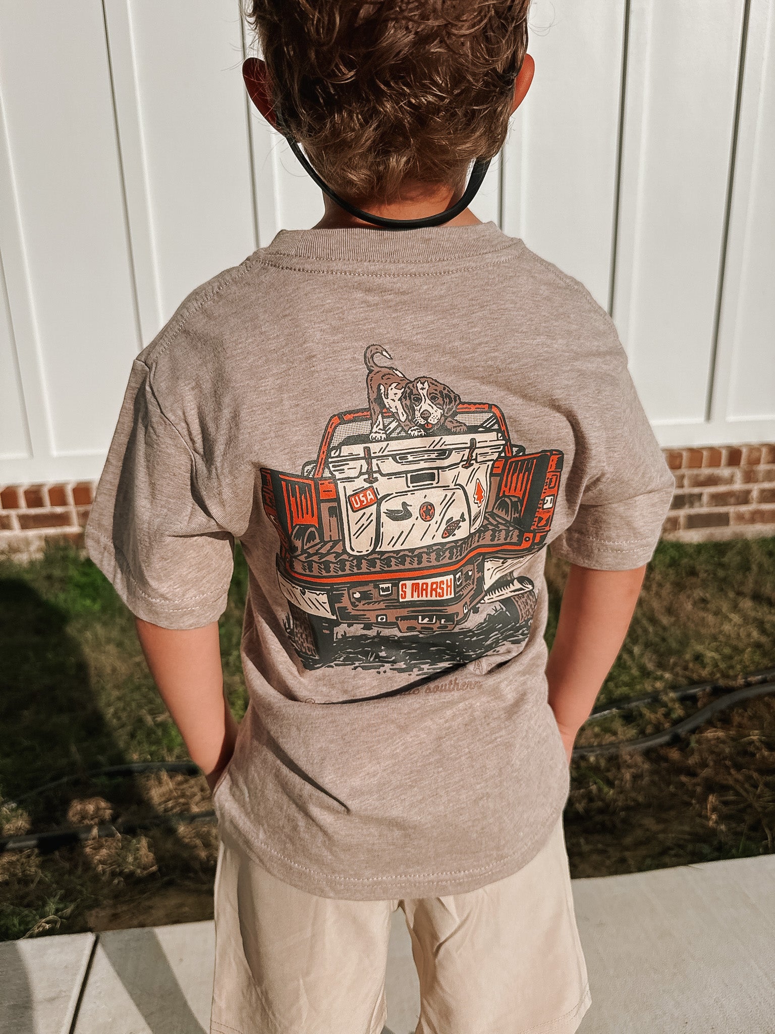 Youth Southern Marsh Loaded up Pup T-Shirt in Taupe