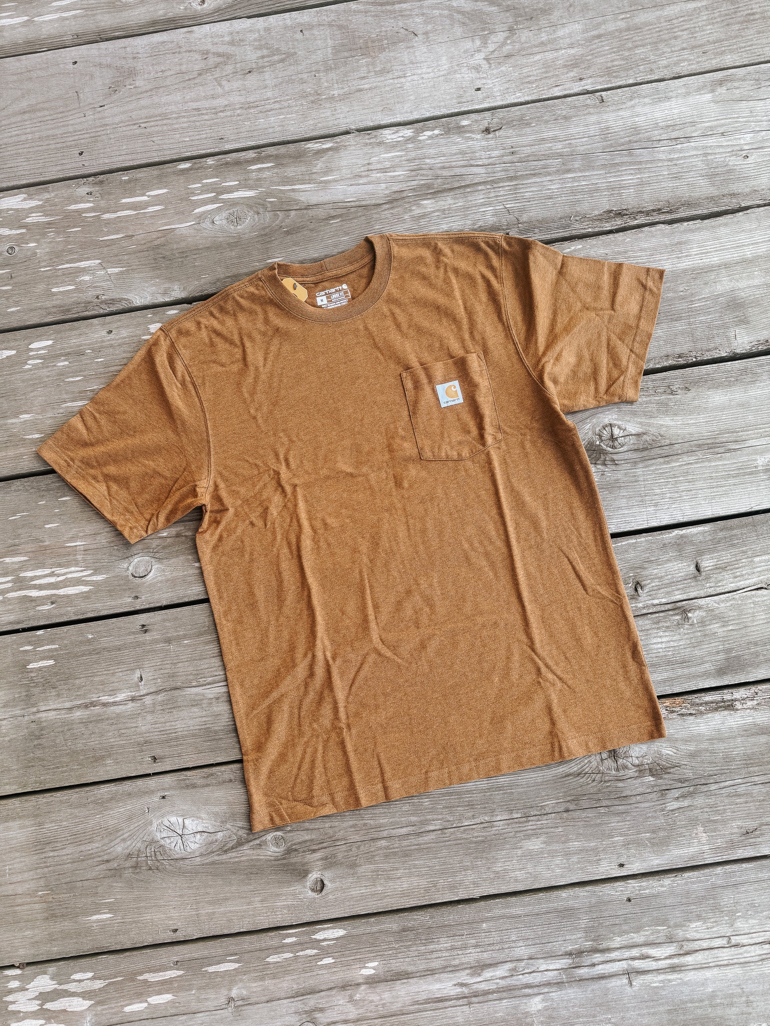 Carhartt Loose Fit Heavyweight Short-Sleeve Pocket T-Shirt in Oiled Walnut Heather