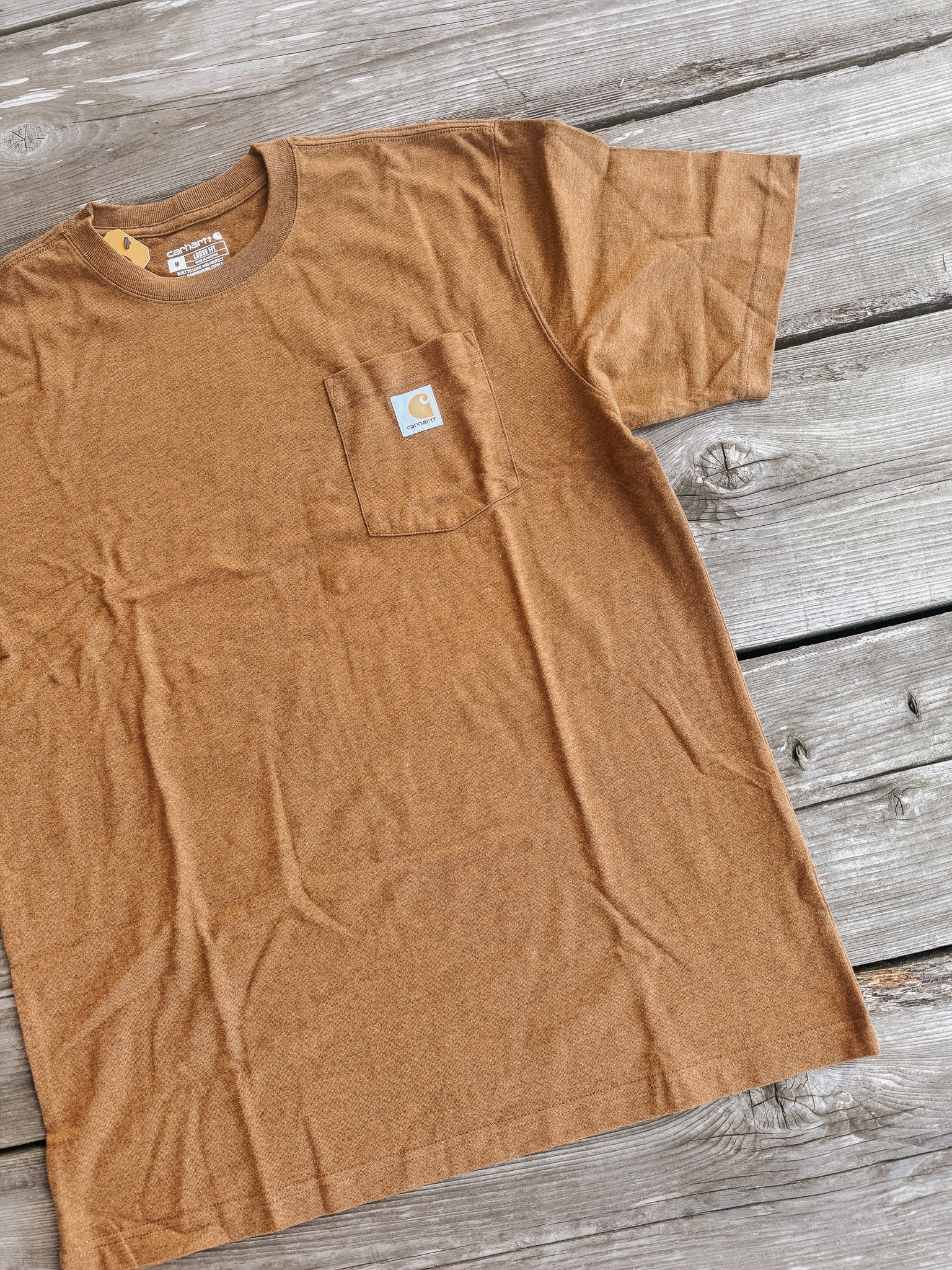 Carhartt Loose Fit Heavyweight Short-Sleeve Pocket T-Shirt in Oiled Walnut Heather